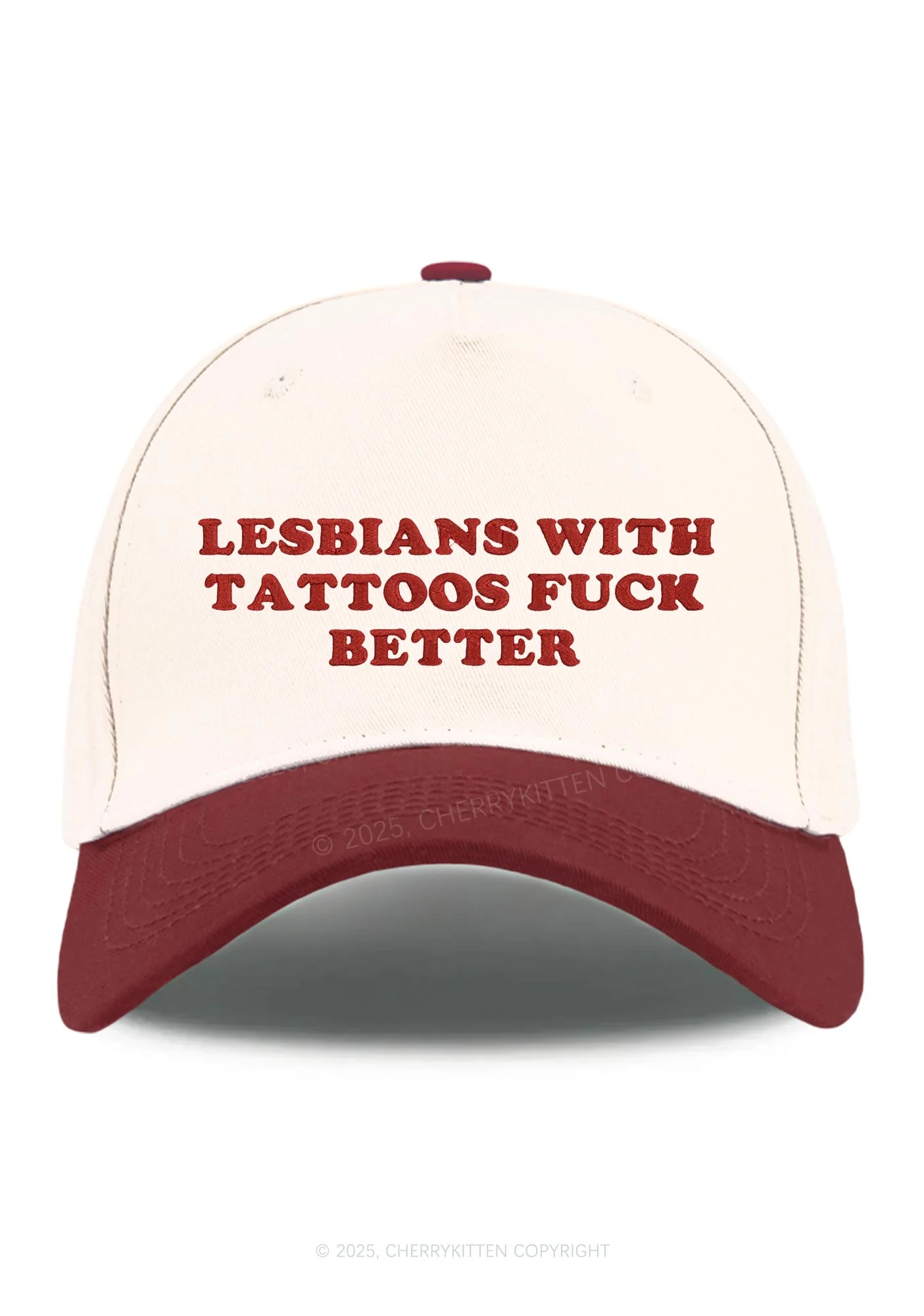 Embroidered Lesbians With Tattoos Pride Y2K Color Block Baseball Cap Cherrykitten - Image 3