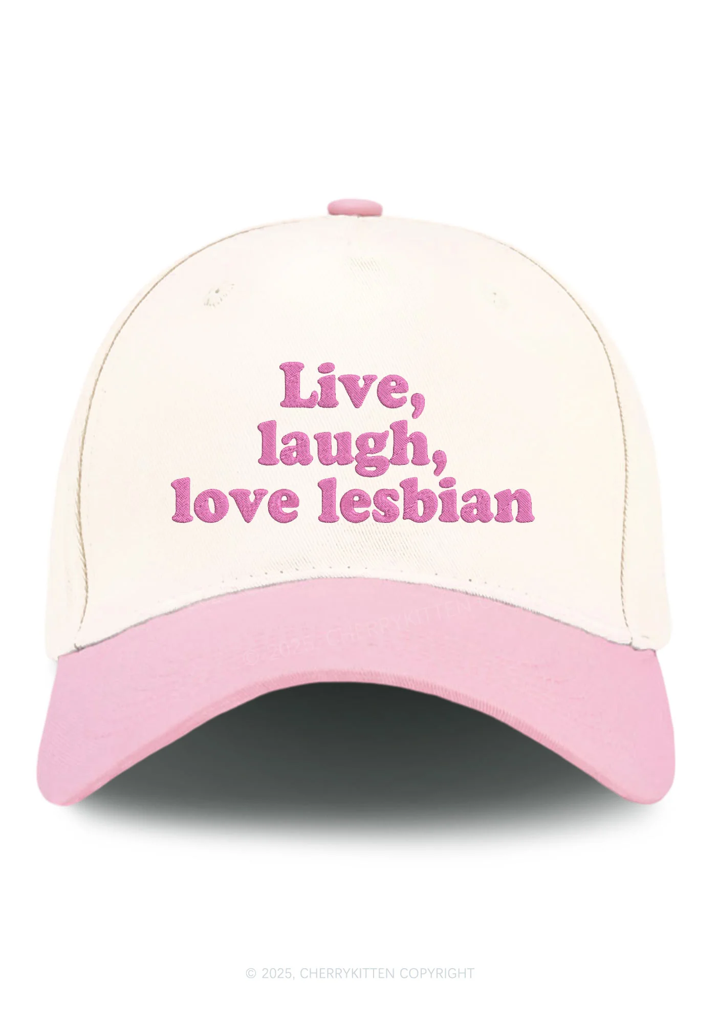Embroidered Live Laugh Love Lesbian Pride Y2K Color Block Baseball Cap Cherrykitten - Image 10