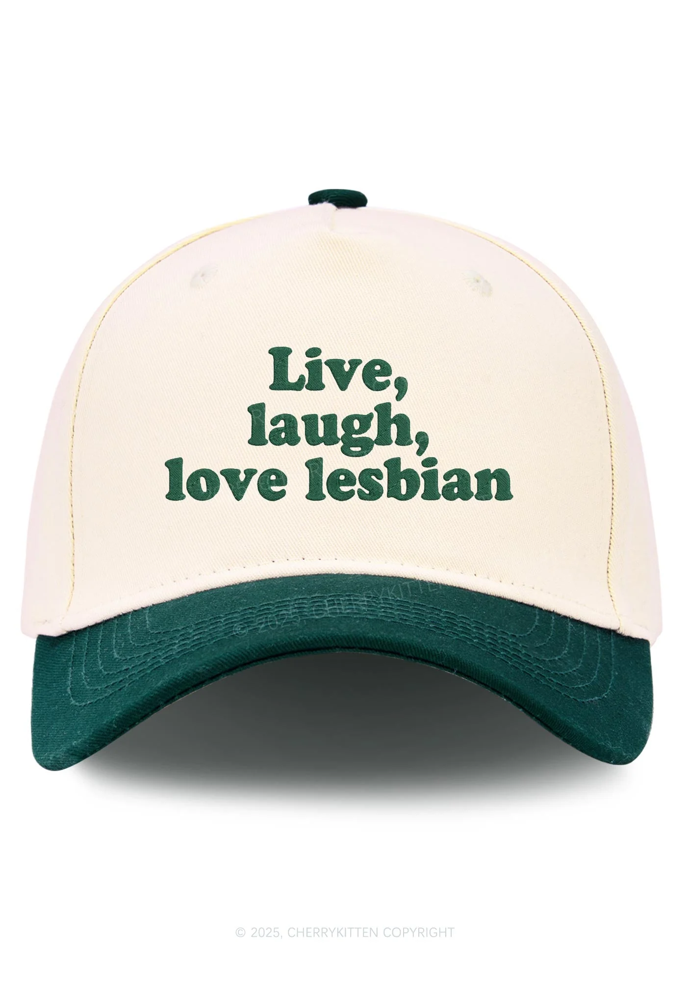 Embroidered Live Laugh Love Lesbian Pride Y2K Color Block Baseball Cap Cherrykitten - Image 11