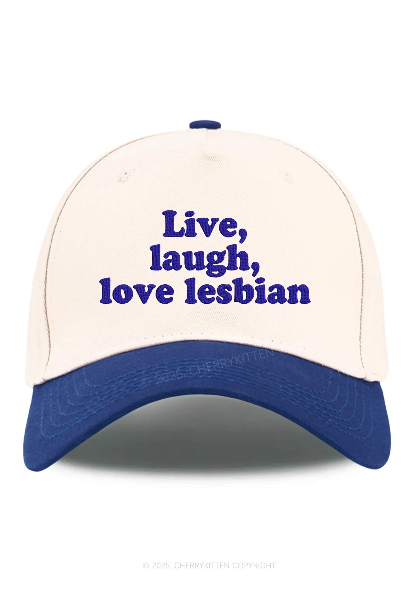 Embroidered Live Laugh Love Lesbian Pride Y2K Color Block Baseball Cap Cherrykitten - Image 12