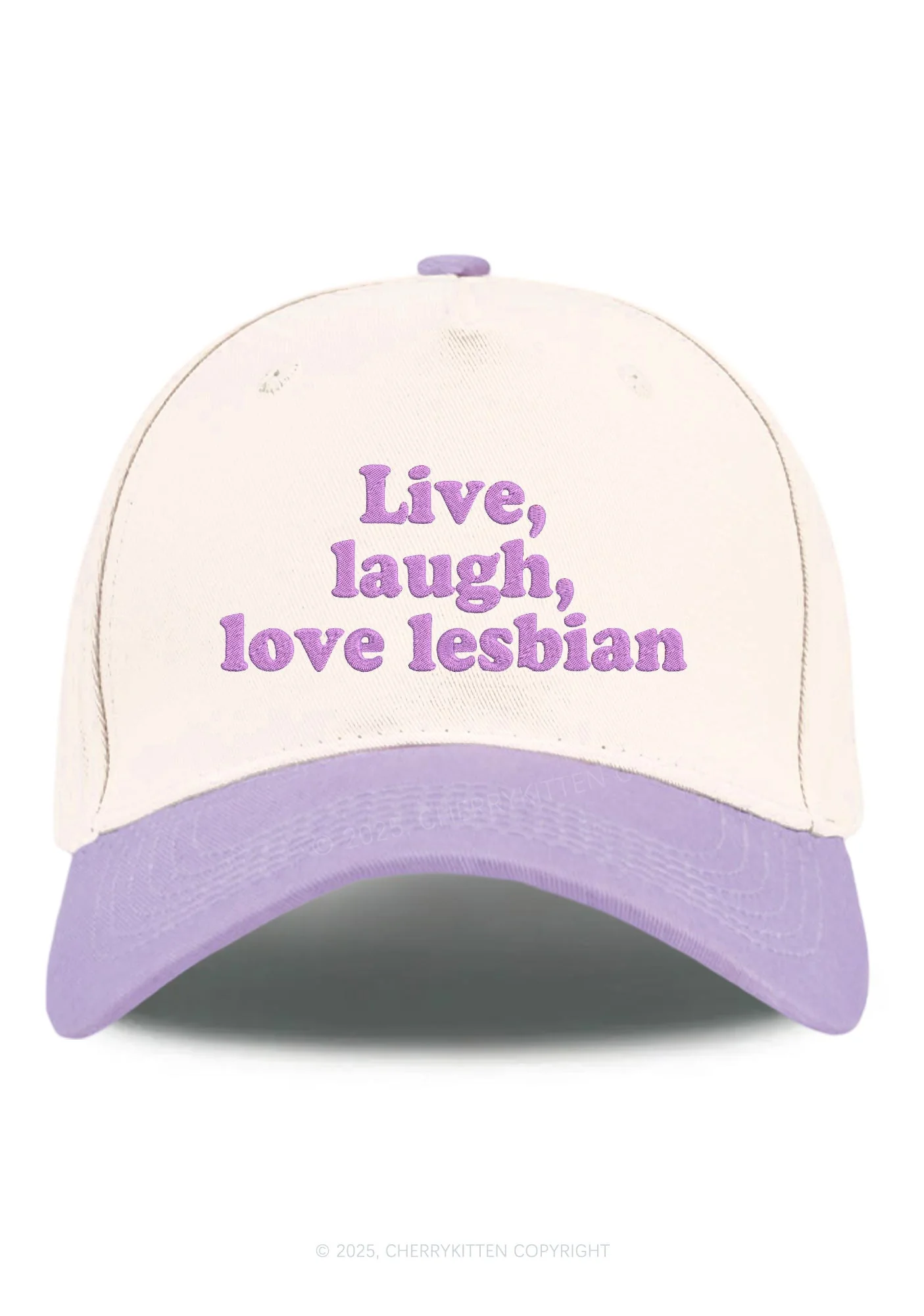 Embroidered Live Laugh Love Lesbian Pride Y2K Color Block Baseball Cap Cherrykitten - Image 13