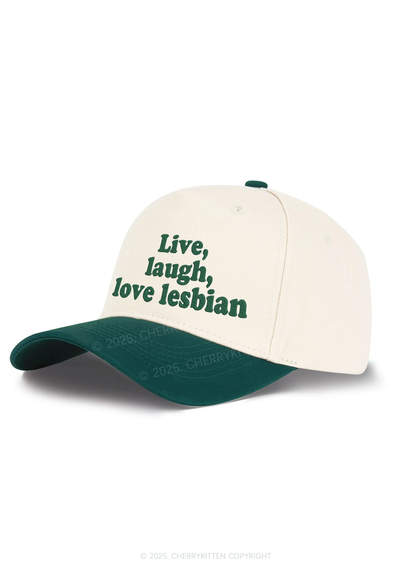 Embroidered Live Laugh Love Lesbian Pride Y2K Color Block Baseball Cap Cherrykitten - Image 2
