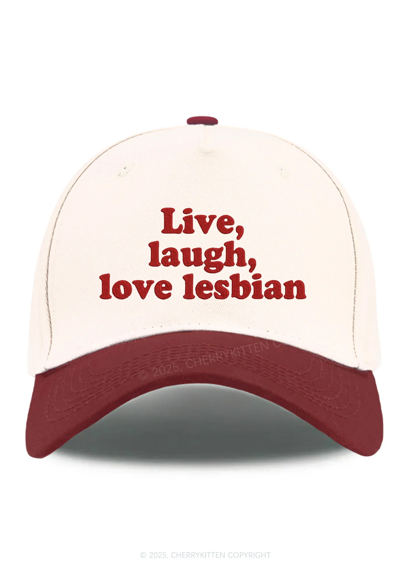 Embroidered Live Laugh Love Lesbian Pride Y2K Color Block Baseball Cap Cherrykitten - Image 3