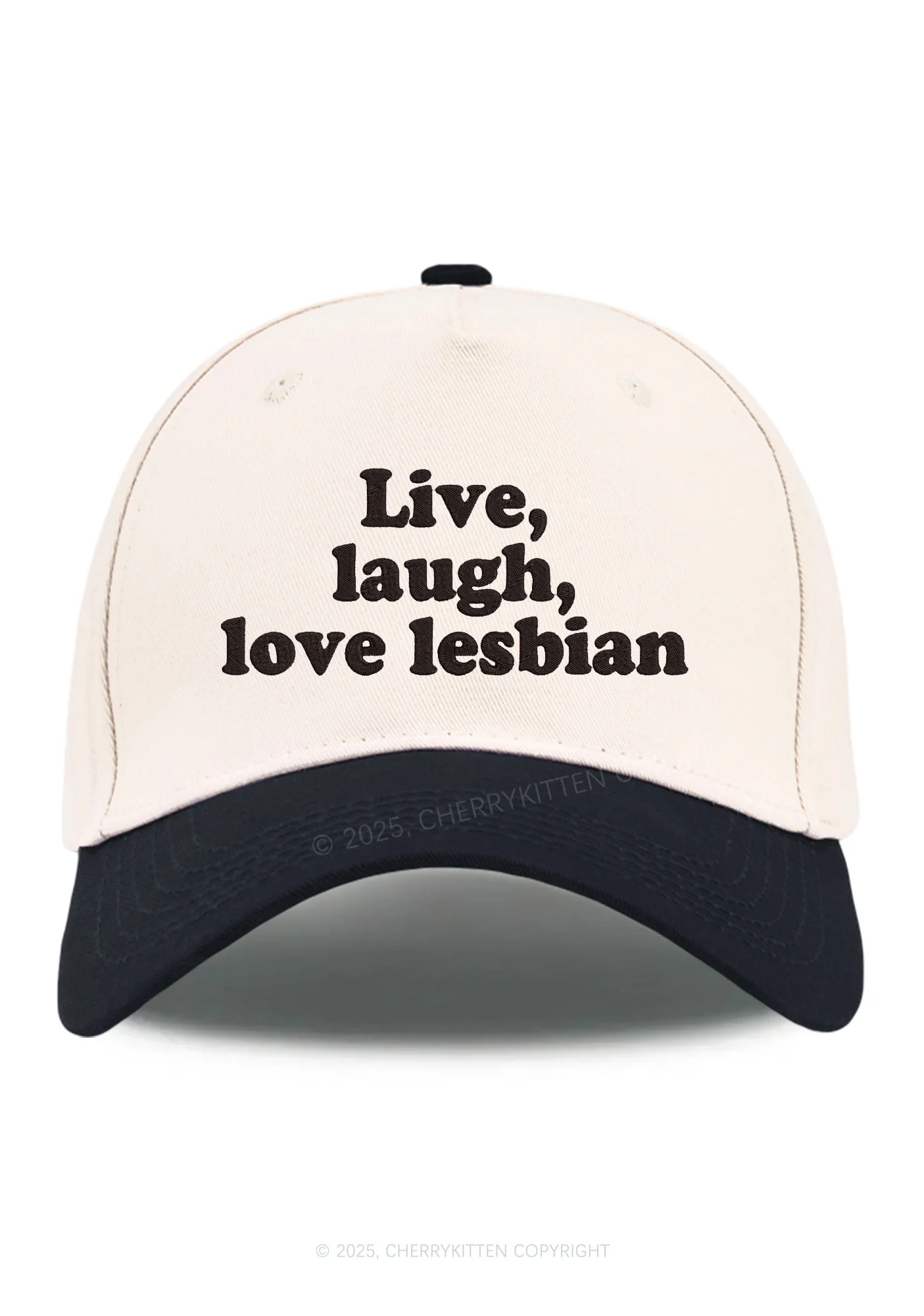 Embroidered Live Laugh Love Lesbian Pride Y2K Color Block Baseball Cap Cherrykitten - Image 4