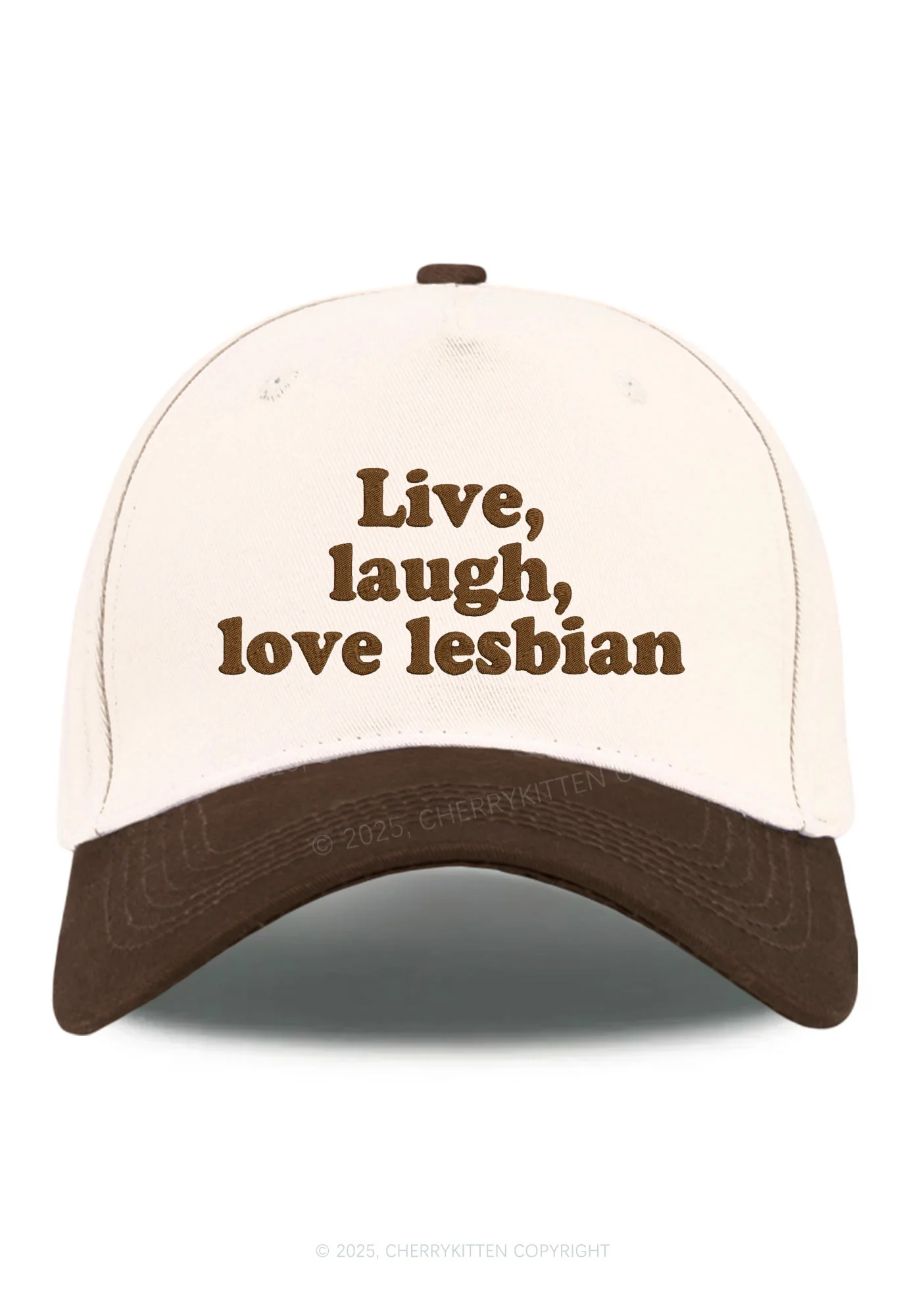Embroidered Live Laugh Love Lesbian Pride Y2K Color Block Baseball Cap Cherrykitten - Image 5
