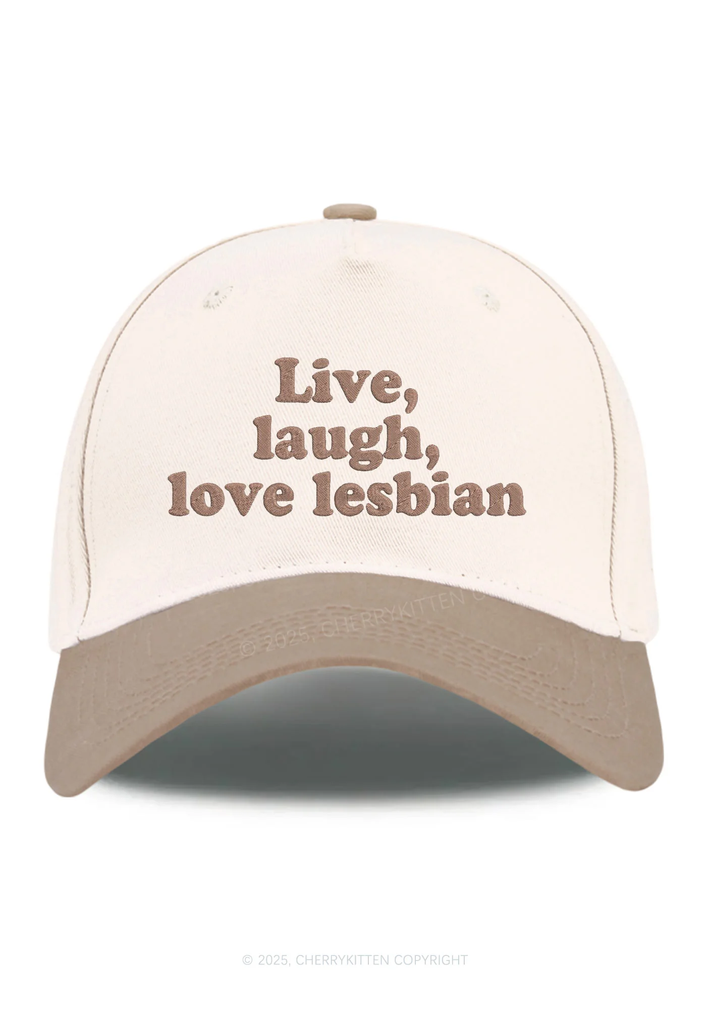 Embroidered Live Laugh Love Lesbian Pride Y2K Color Block Baseball Cap Cherrykitten - Image 8