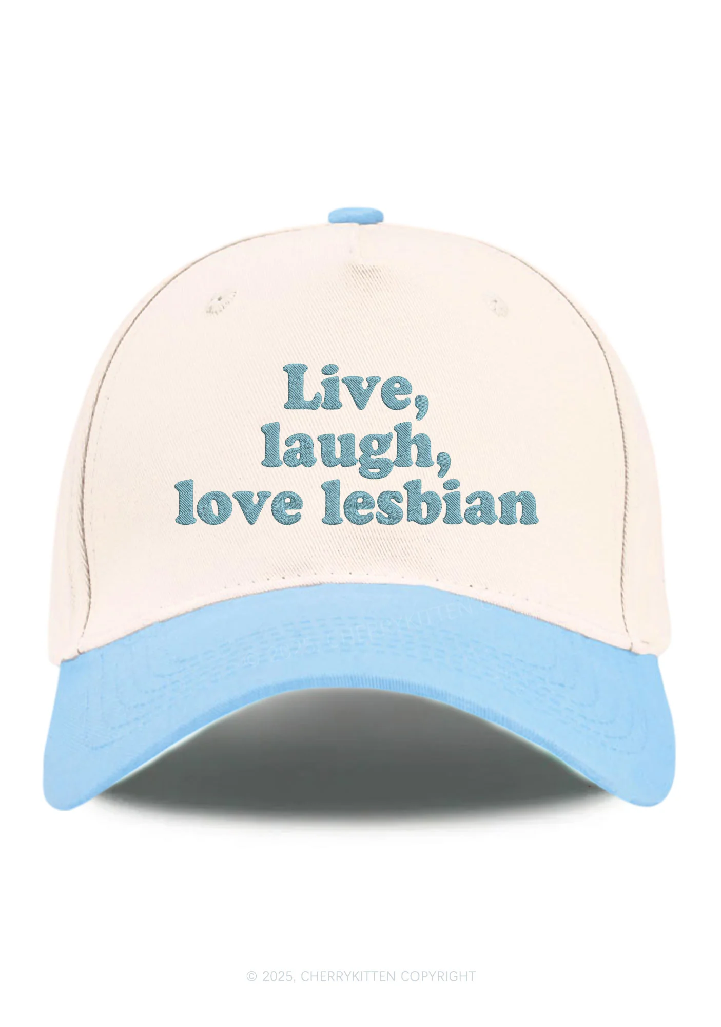 Embroidered Live Laugh Love Lesbian Pride Y2K Color Block Baseball Cap Cherrykitten - Image 9