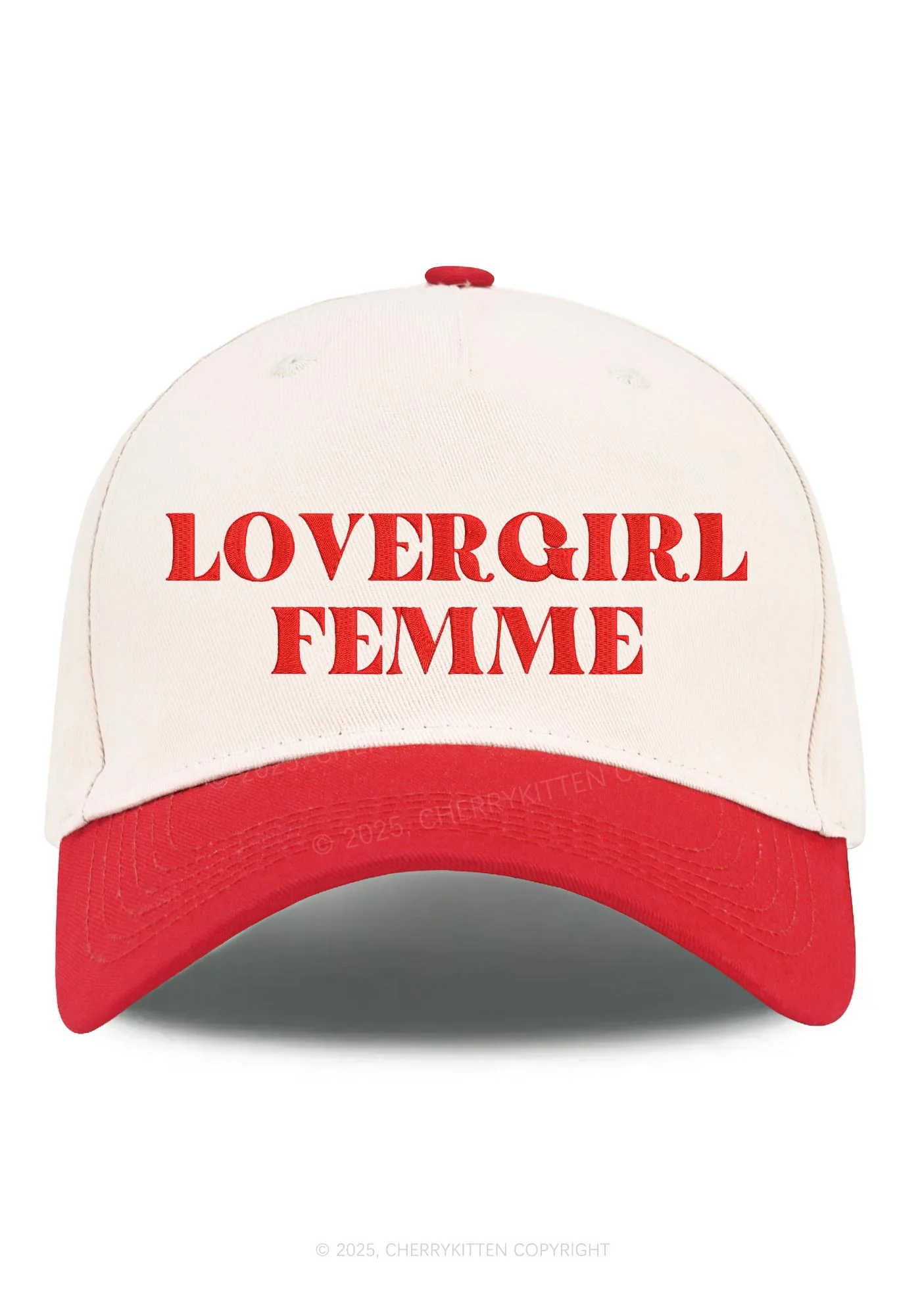 Embroidered Lovergirl Femme Pride Y2K Color Block Baseball Cap Cherrykitten - Image 10