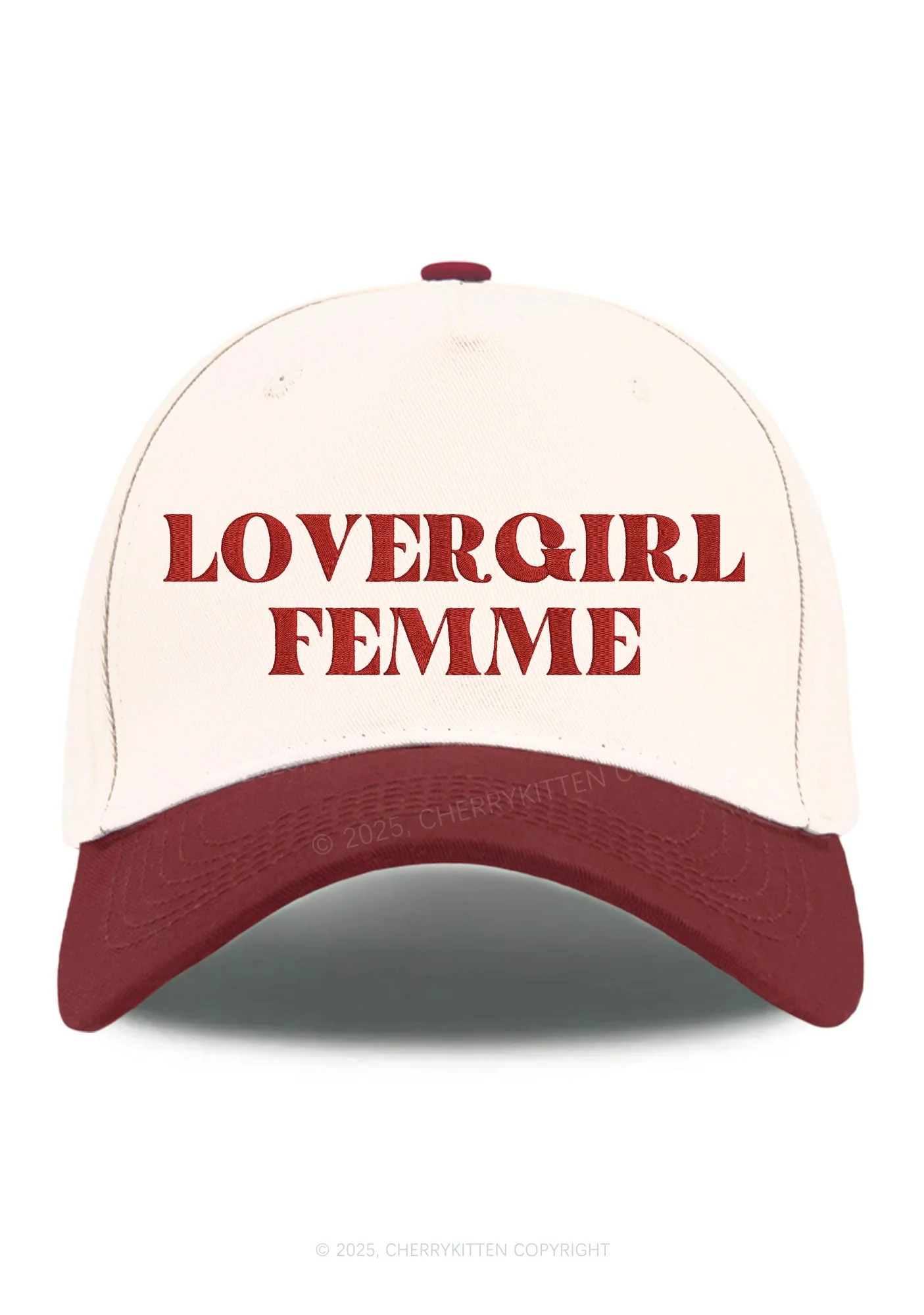 Embroidered Lovergirl Femme Pride Y2K Color Block Baseball Cap Cherrykitten - Image 12