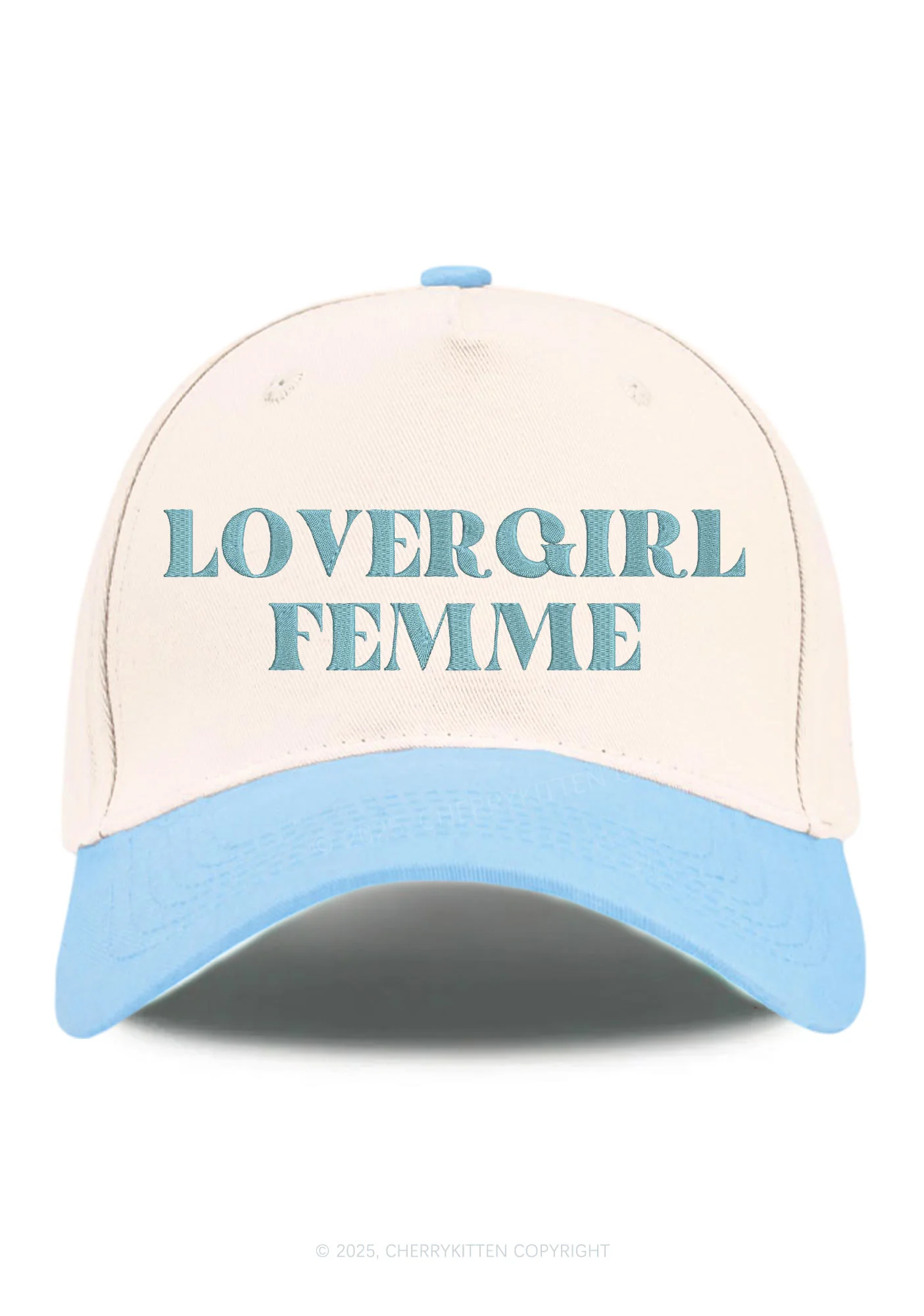 Embroidered Lovergirl Femme Pride Y2K Color Block Baseball Cap Cherrykitten - Image 3