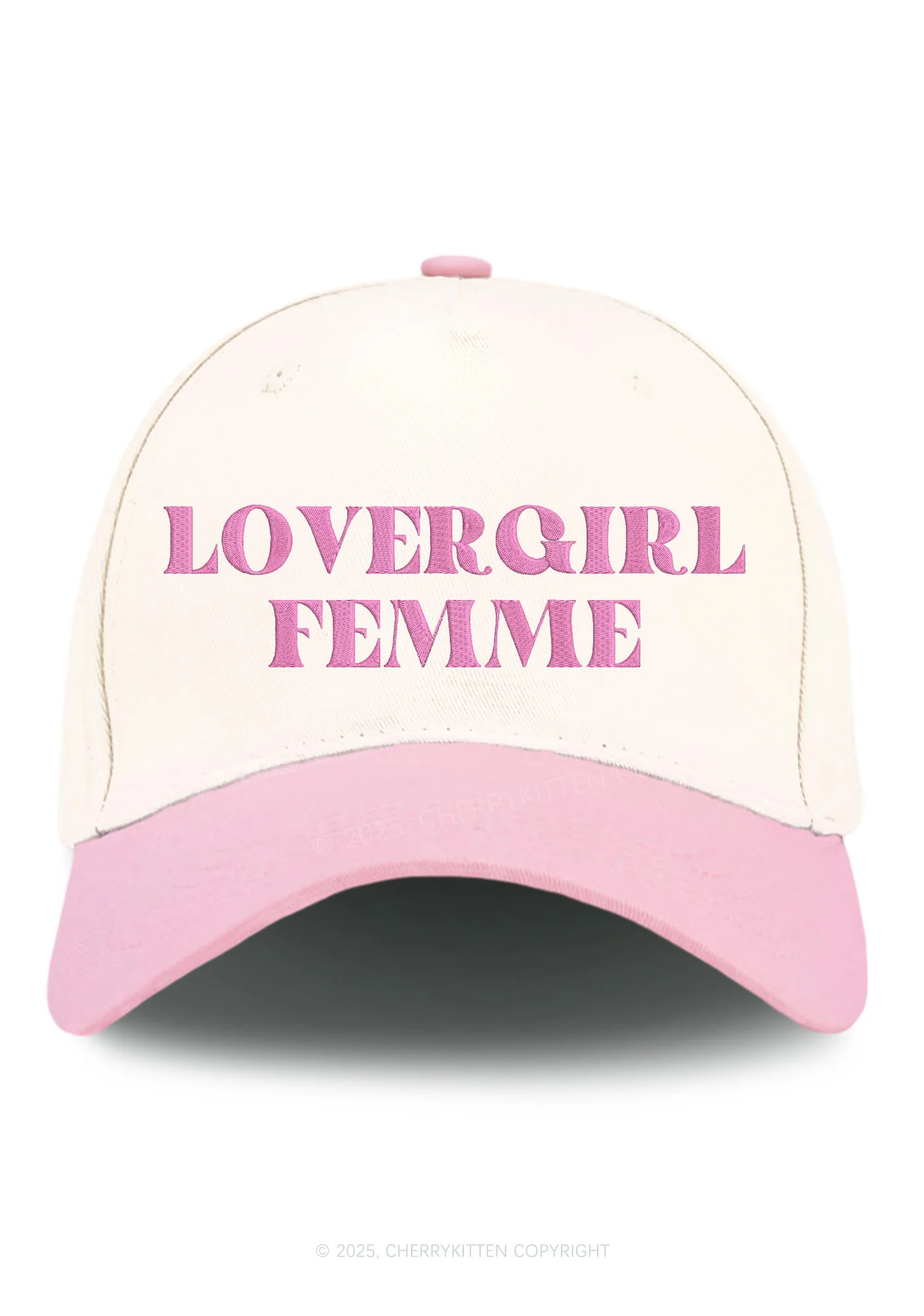 Embroidered Lovergirl Femme Pride Y2K Color Block Baseball Cap Cherrykitten - Image 4