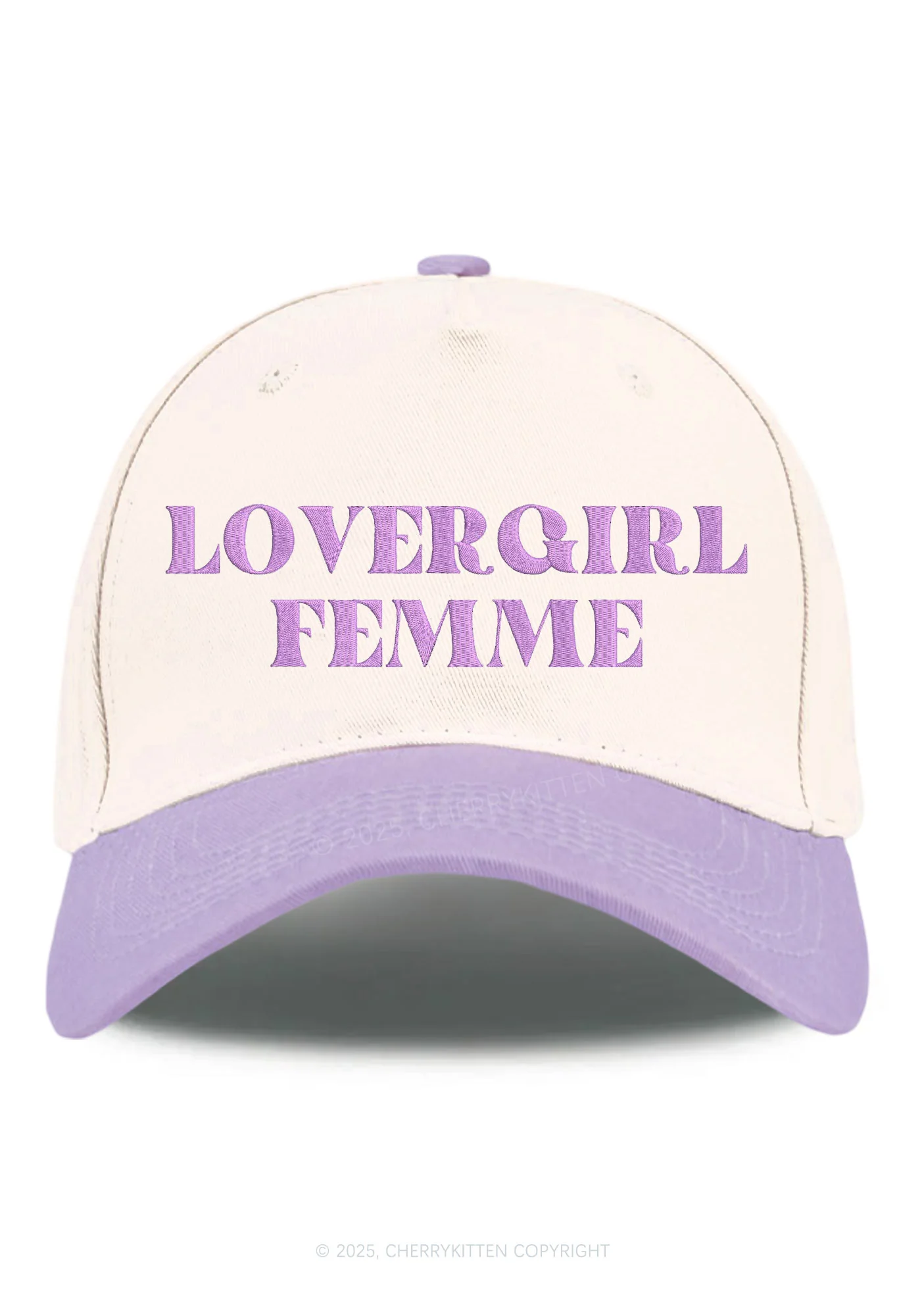 Embroidered Lovergirl Femme Pride Y2K Color Block Baseball Cap Cherrykitten - Image 5