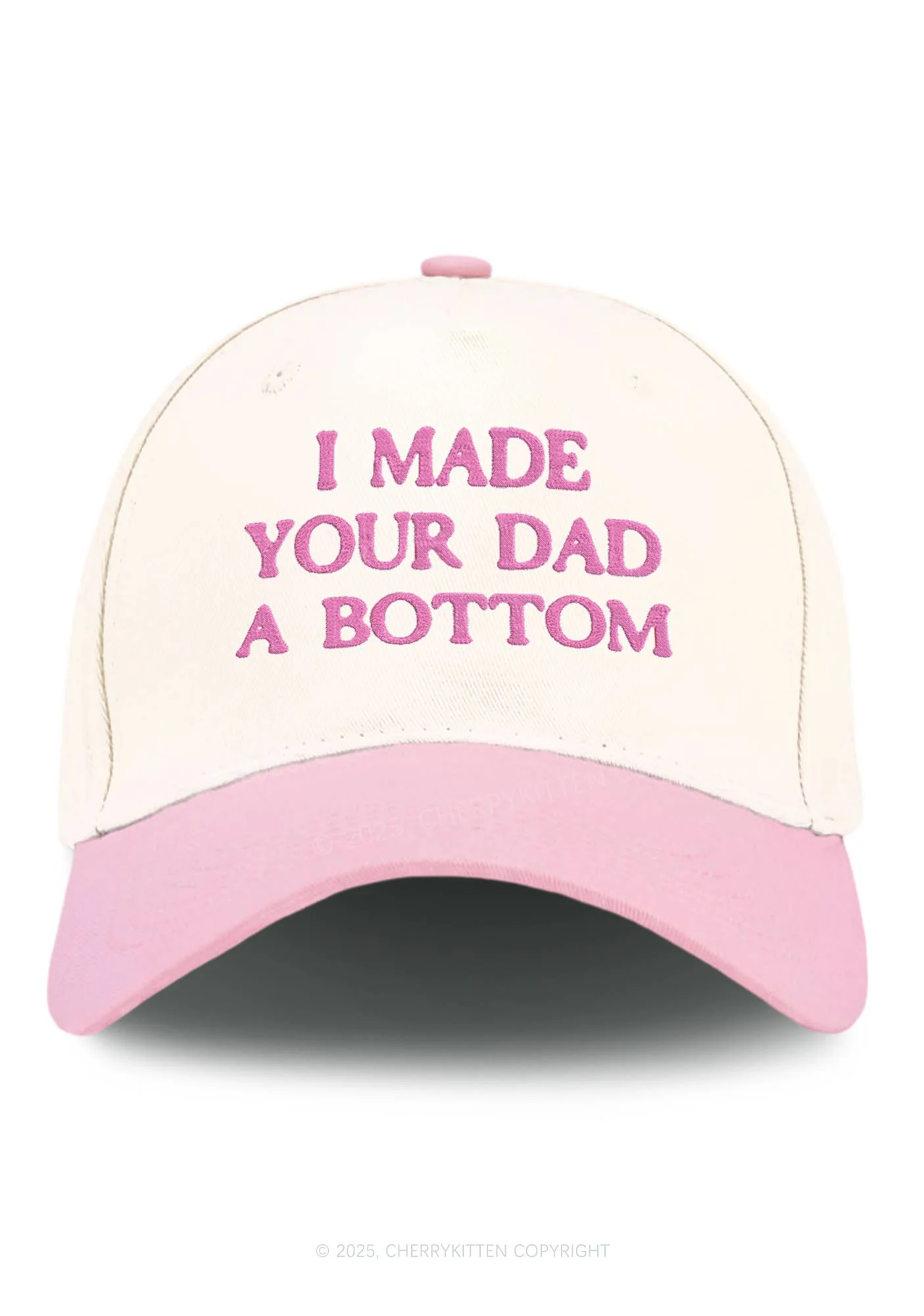 Embroidered Made Your Dad Bottom Pride Y2K Color Block Baseball Cap Cherrykitten - Image 5