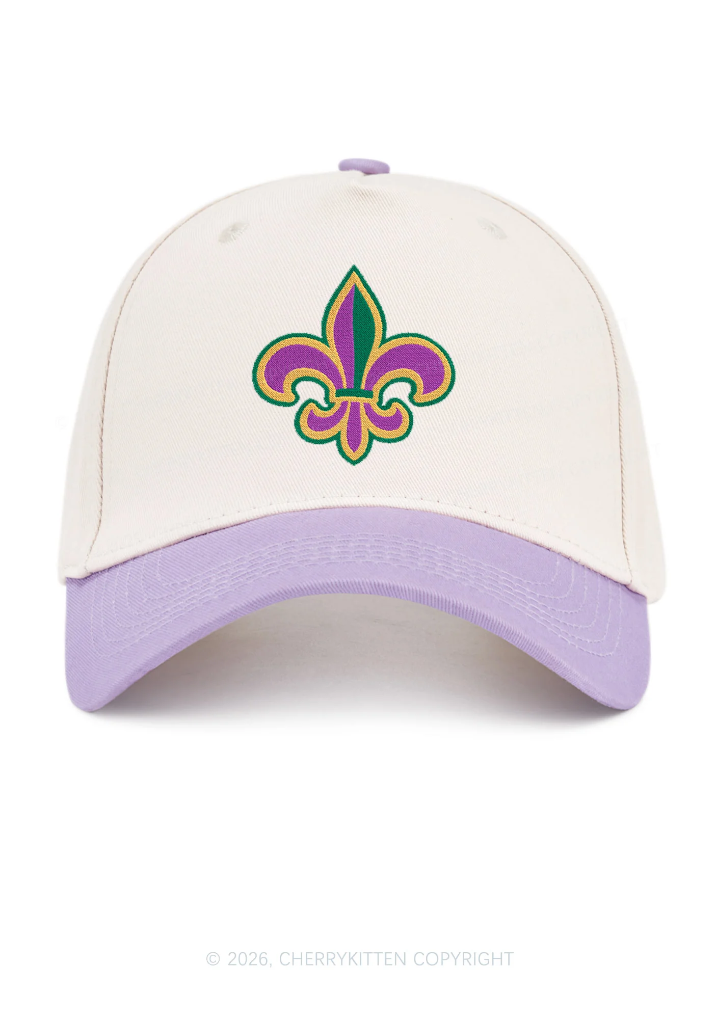 Embroidered Mardi Gras Fleur De Lis Y2K Color Block Baseball Cap Cherrykitten - Image 10