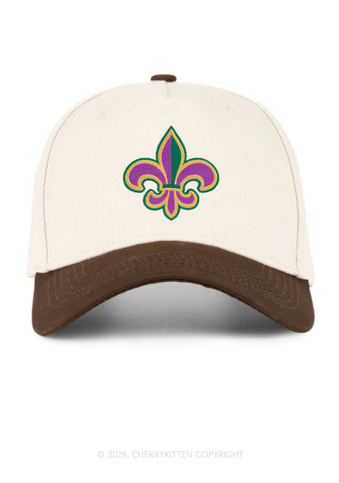 Embroidered Mardi Gras Fleur De Lis Y2K Color Block Baseball Cap Cherrykitten - Image 14