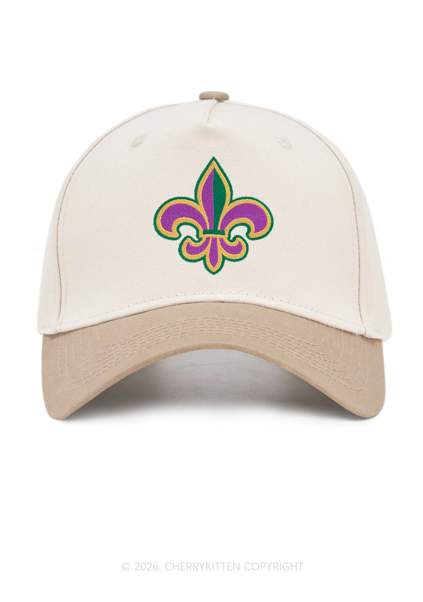 Embroidered Mardi Gras Fleur De Lis Y2K Color Block Baseball Cap Cherrykitten - Image 9