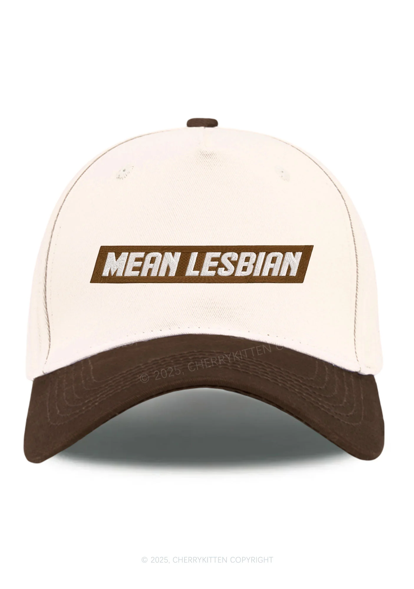 Embroidered Mean Lesbian Pride Y2K Color Block Baseball Cap Cherrykitten - Image 10