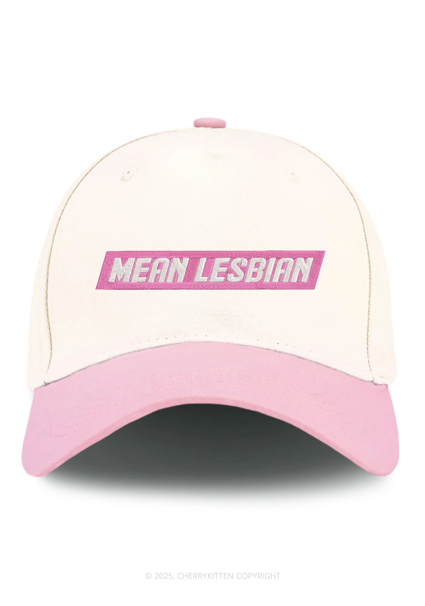 Embroidered Mean Lesbian Pride Y2K Color Block Baseball Cap Cherrykitten - Image 11