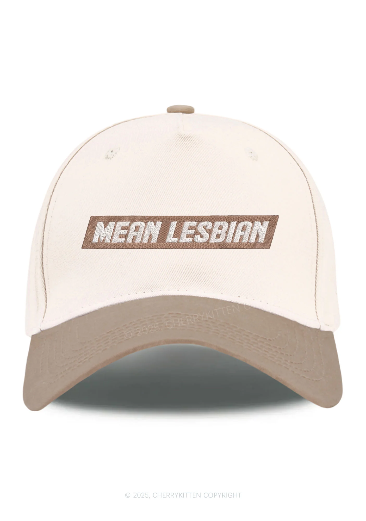 Embroidered Mean Lesbian Pride Y2K Color Block Baseball Cap Cherrykitten - Image 4