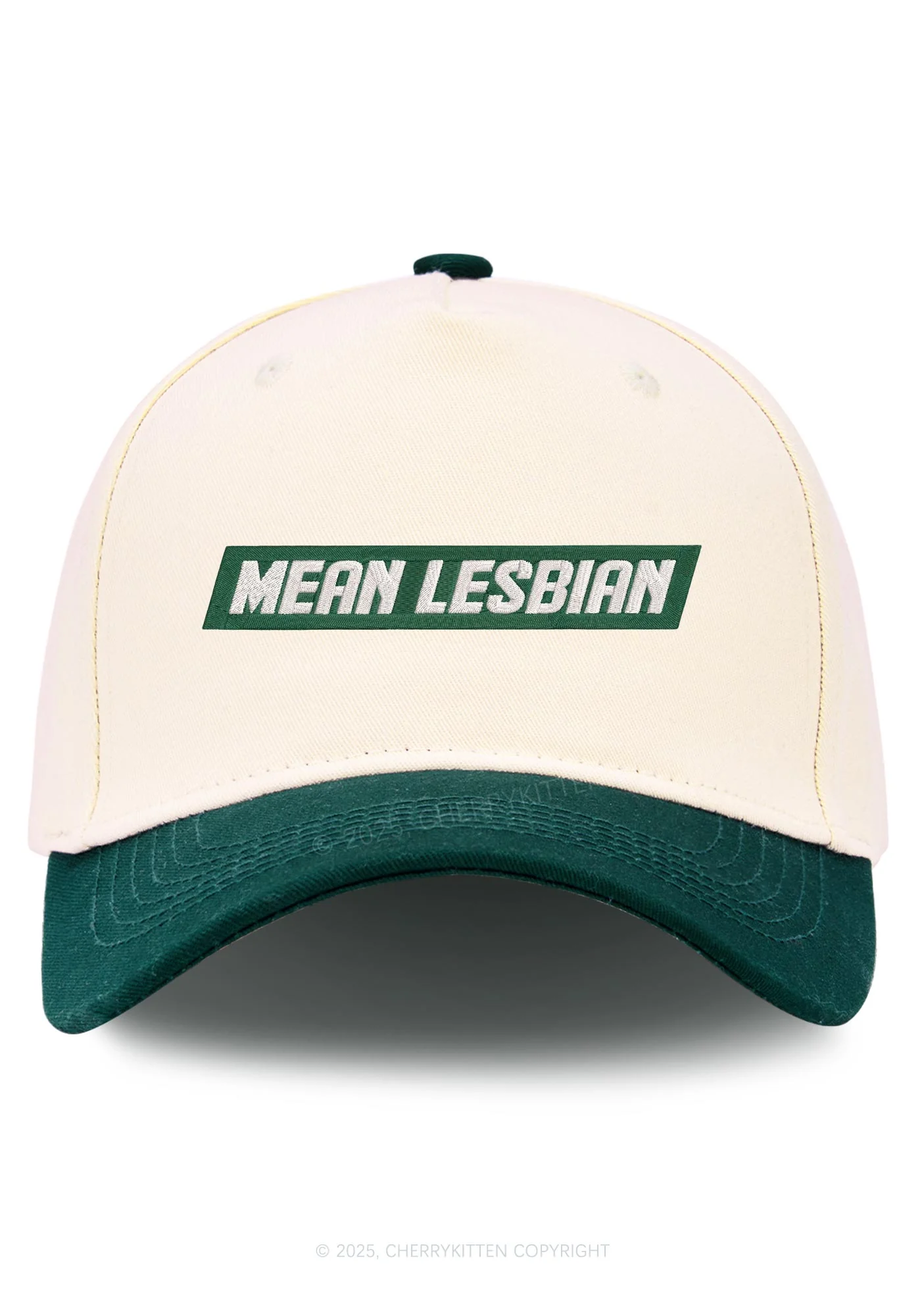 Embroidered Mean Lesbian Pride Y2K Color Block Baseball Cap Cherrykitten - Image 7