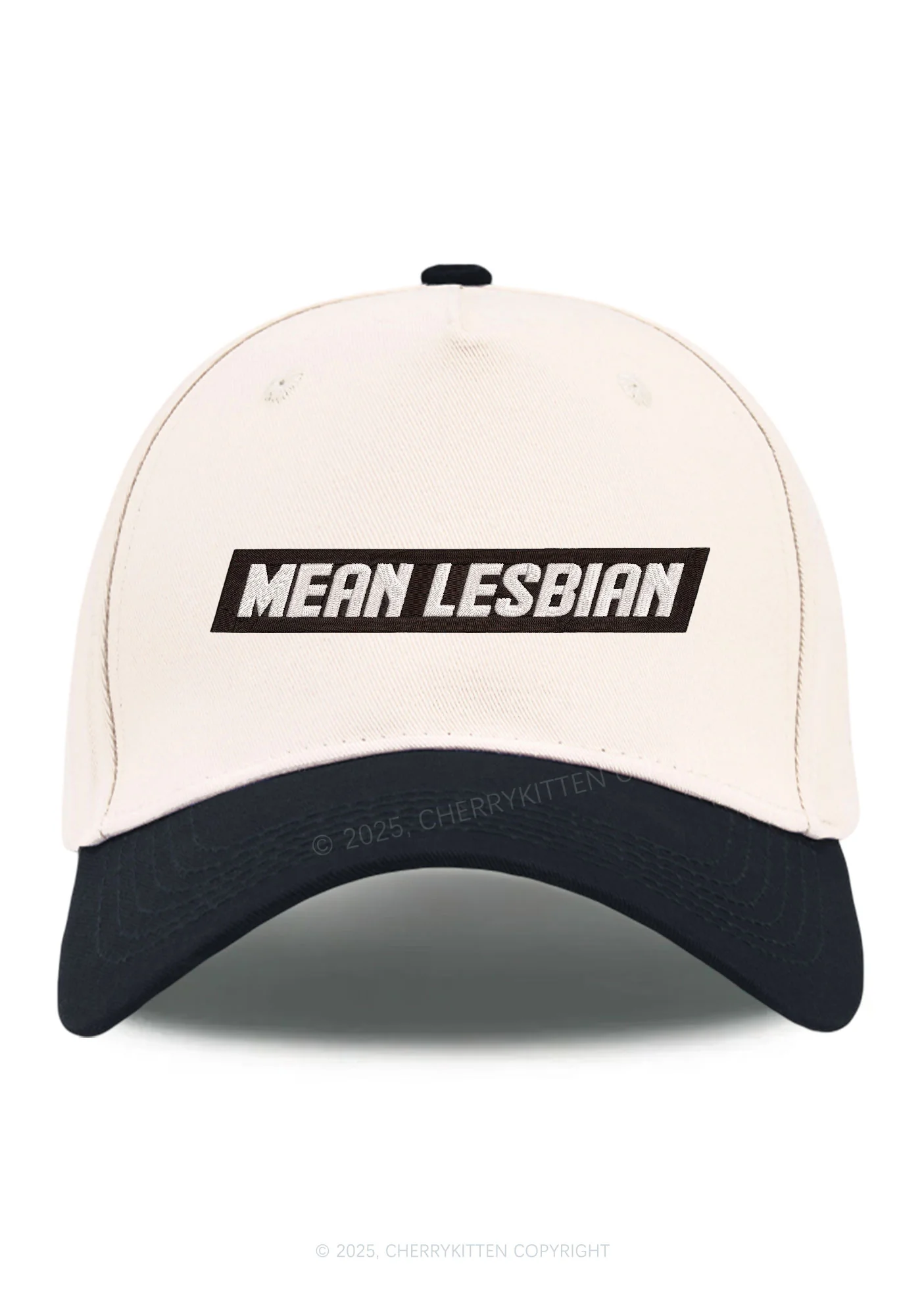 Embroidered Mean Lesbian Pride Y2K Color Block Baseball Cap Cherrykitten - Image 9