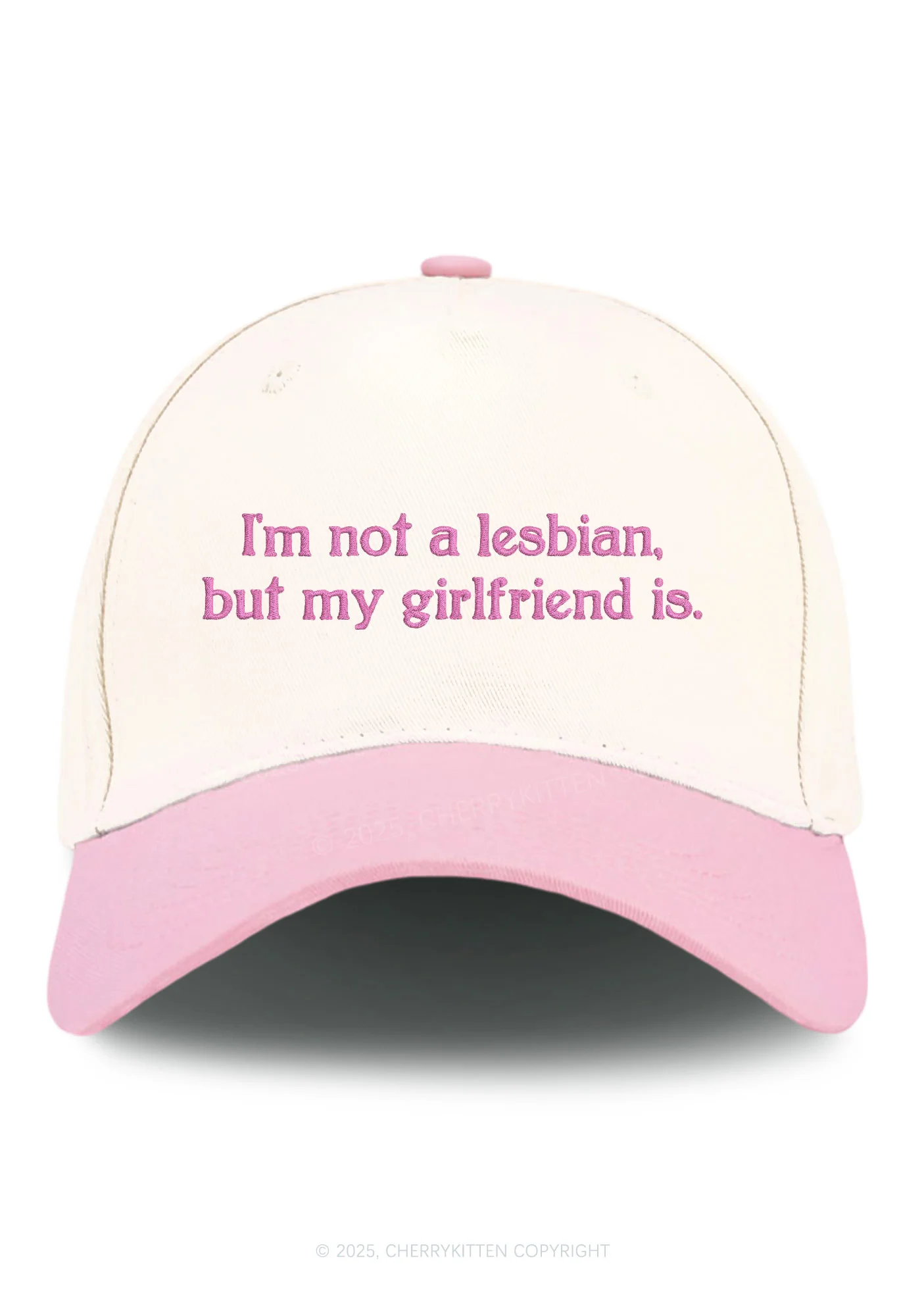 Embroidered My Girlfriend Is Lesbian Pride Y2K Color Block Baseball Cap Cherrykitten - Image 10