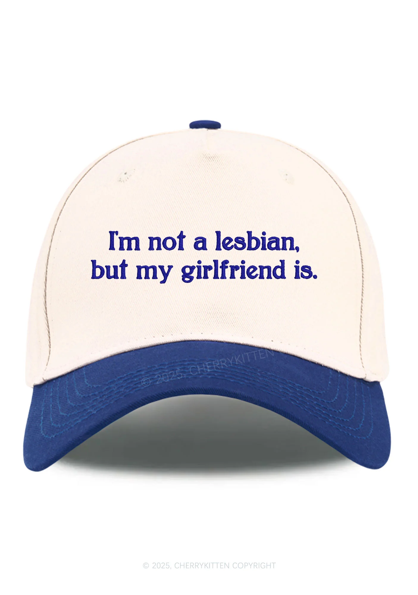 Embroidered My Girlfriend Is Lesbian Pride Y2K Color Block Baseball Cap Cherrykitten - Image 11