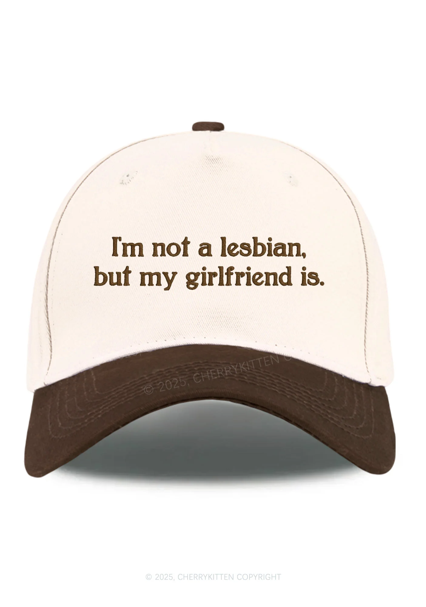Embroidered My Girlfriend Is Lesbian Pride Y2K Color Block Baseball Cap Cherrykitten - Image 3