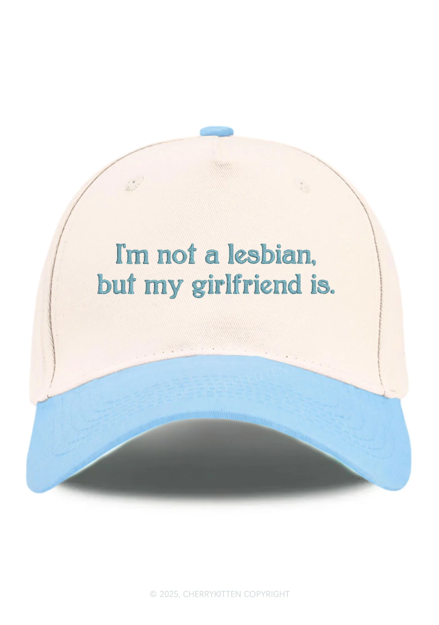 Embroidered My Girlfriend Is Lesbian Pride Y2K Color Block Baseball Cap Cherrykitten - Image 4