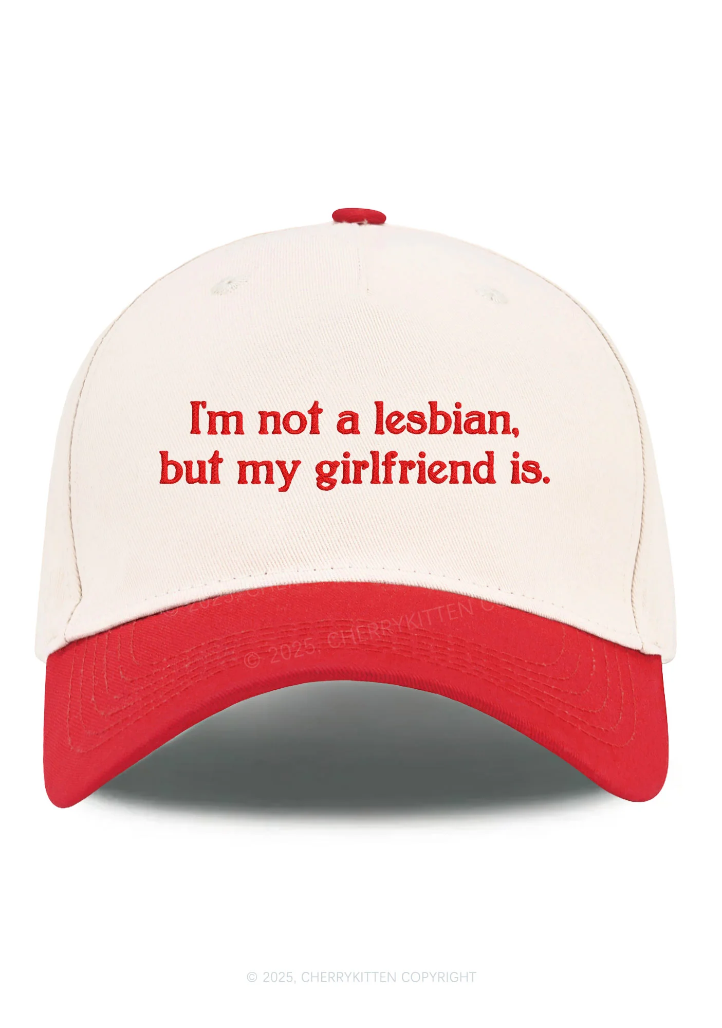 Embroidered My Girlfriend Is Lesbian Pride Y2K Color Block Baseball Cap Cherrykitten - Image 5