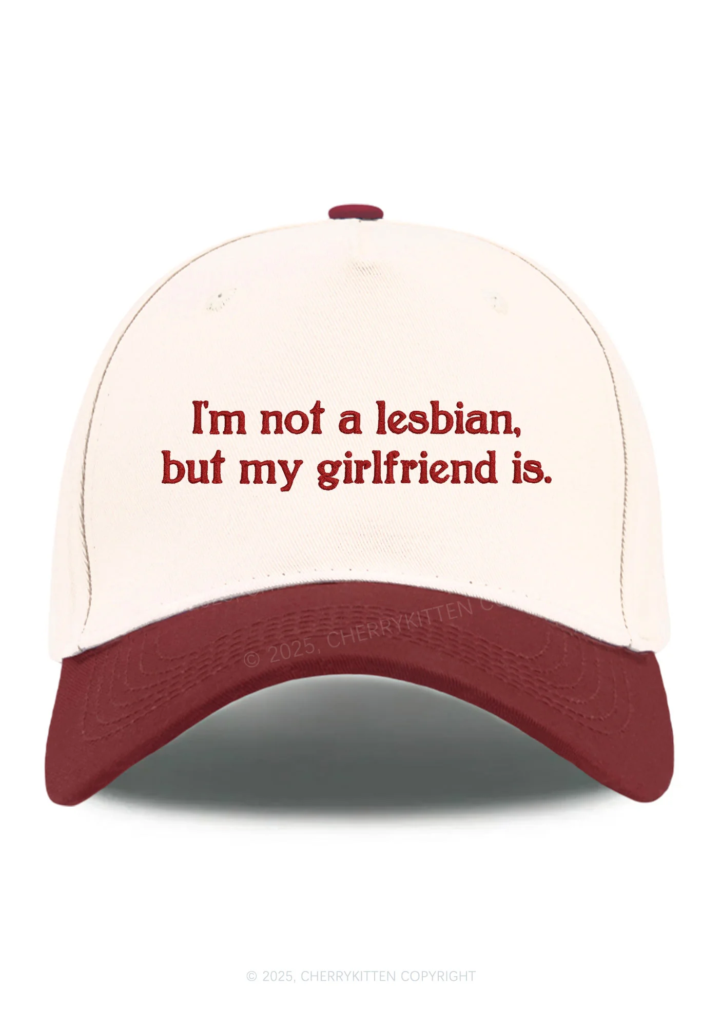 Embroidered My Girlfriend Is Lesbian Pride Y2K Color Block Baseball Cap Cherrykitten - Image 8