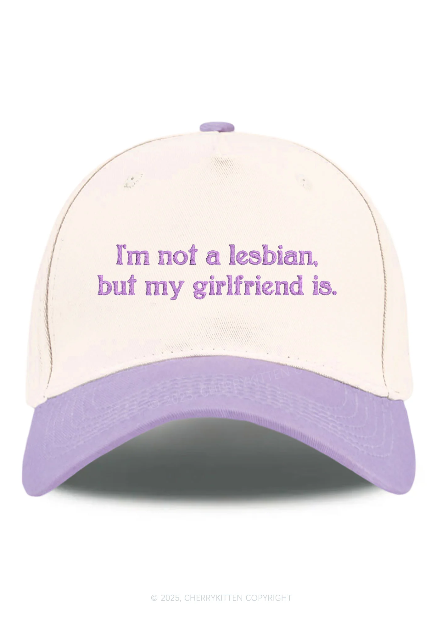 Embroidered My Girlfriend Is Lesbian Pride Y2K Color Block Baseball Cap Cherrykitten - Image 9