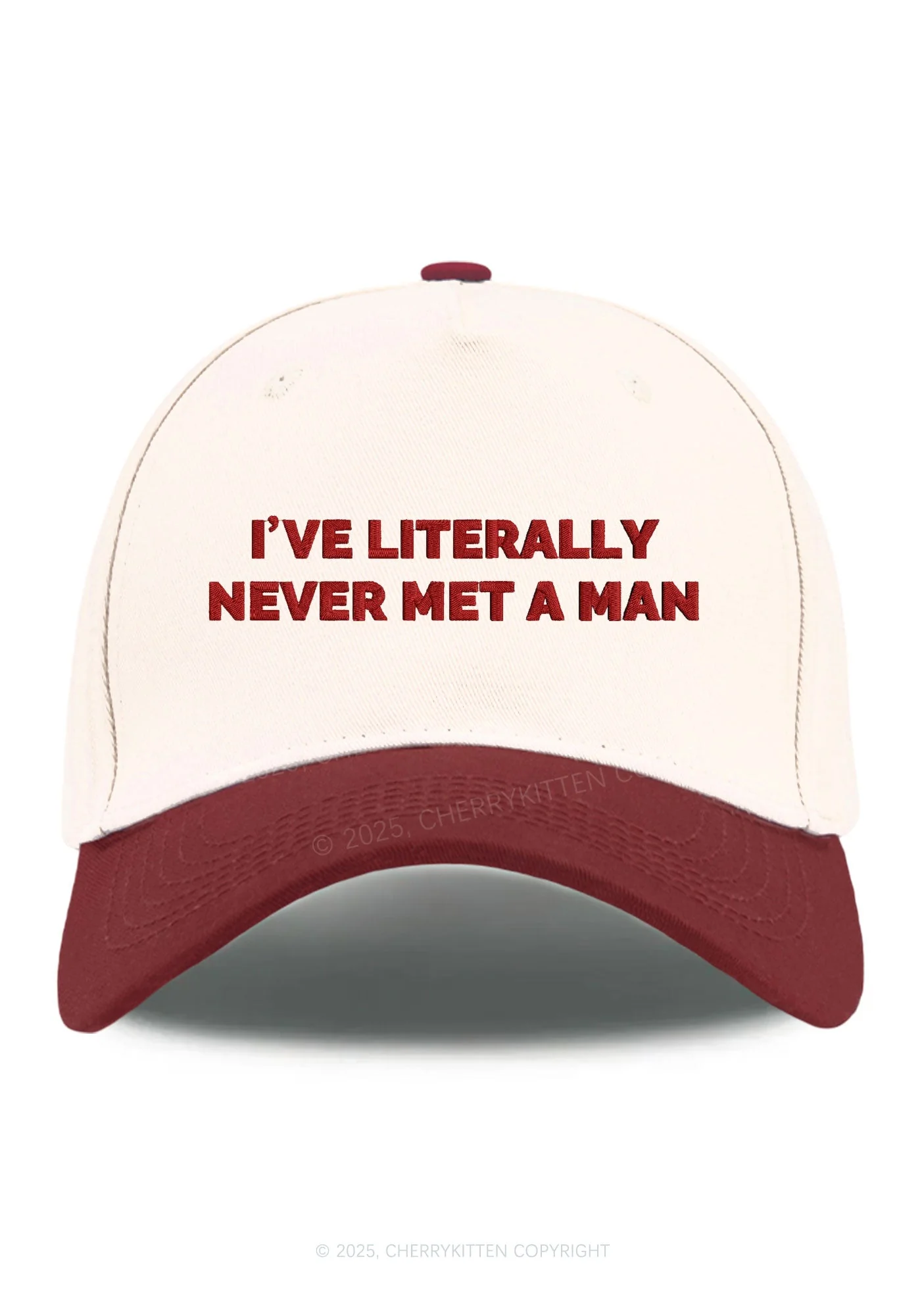 Embroidered Never Met A Man Pride Y2K Color Block Baseball Cap Cherrykitten - Image 11