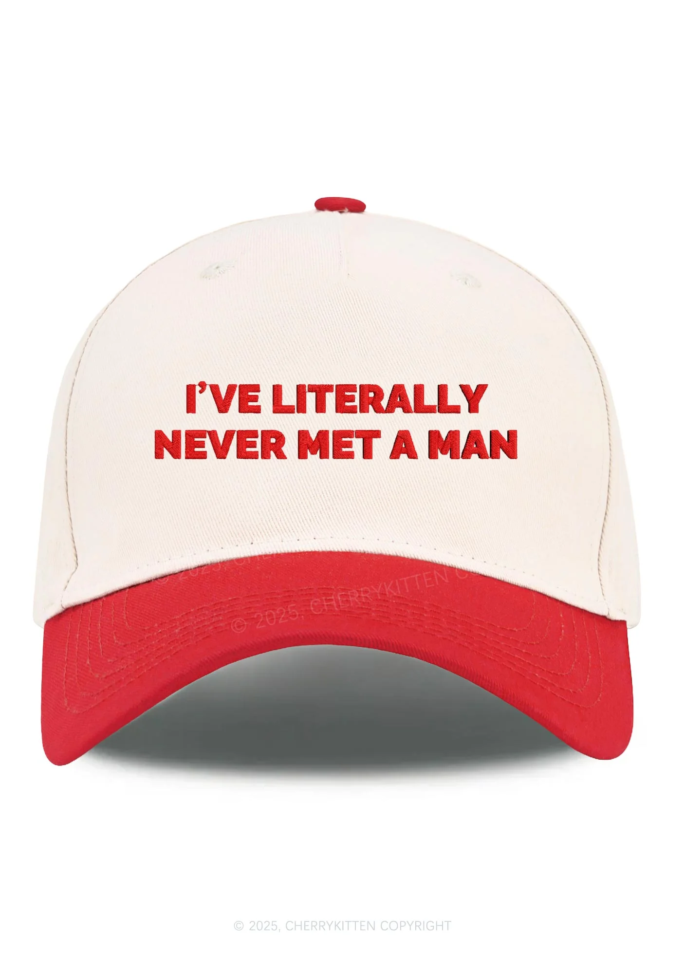 Embroidered Never Met A Man Pride Y2K Color Block Baseball Cap Cherrykitten - Image 3