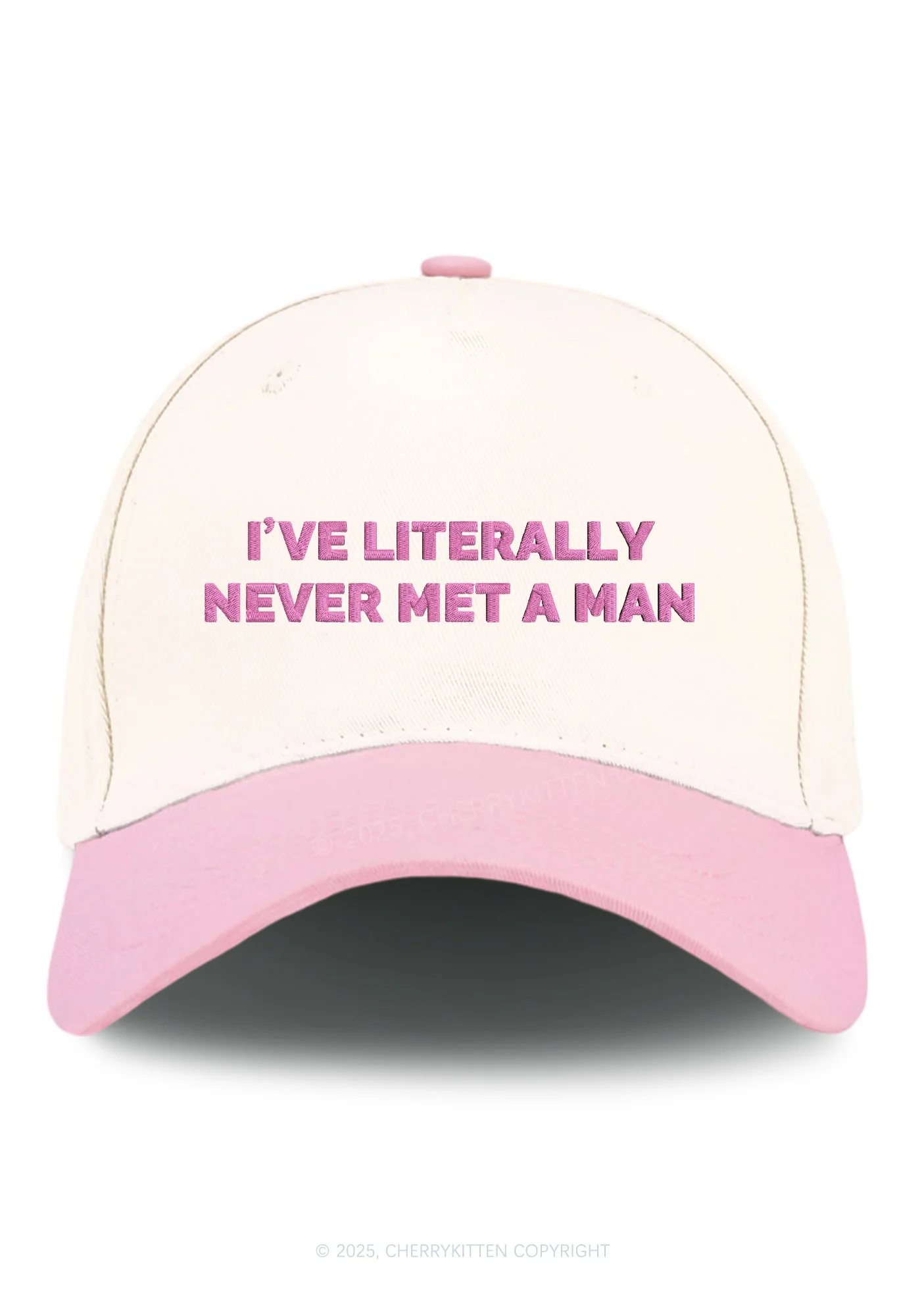 Embroidered Never Met A Man Pride Y2K Color Block Baseball Cap Cherrykitten - Image 4