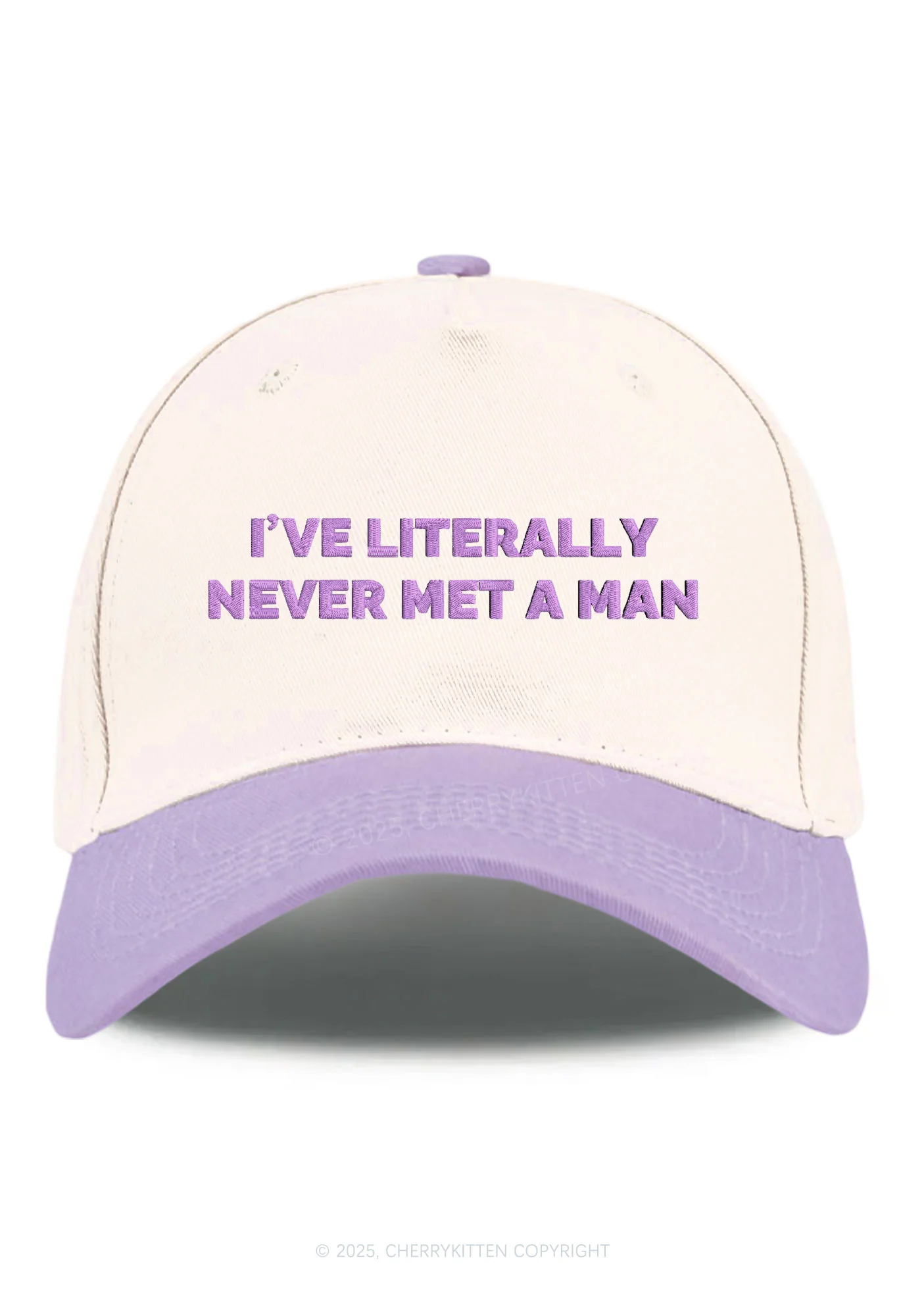 Embroidered Never Met A Man Pride Y2K Color Block Baseball Cap Cherrykitten - Image 5