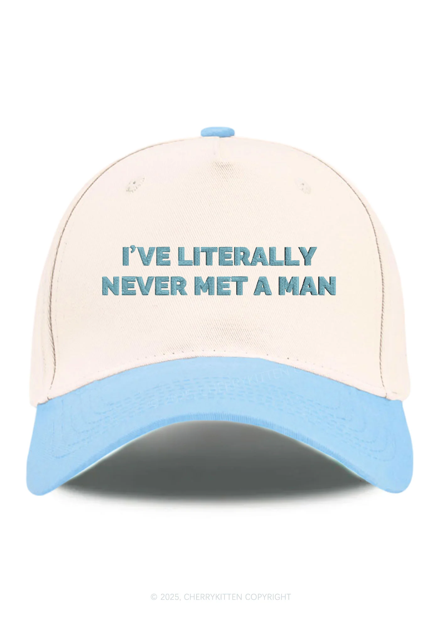 Embroidered Never Met A Man Pride Y2K Color Block Baseball Cap Cherrykitten - Image 8