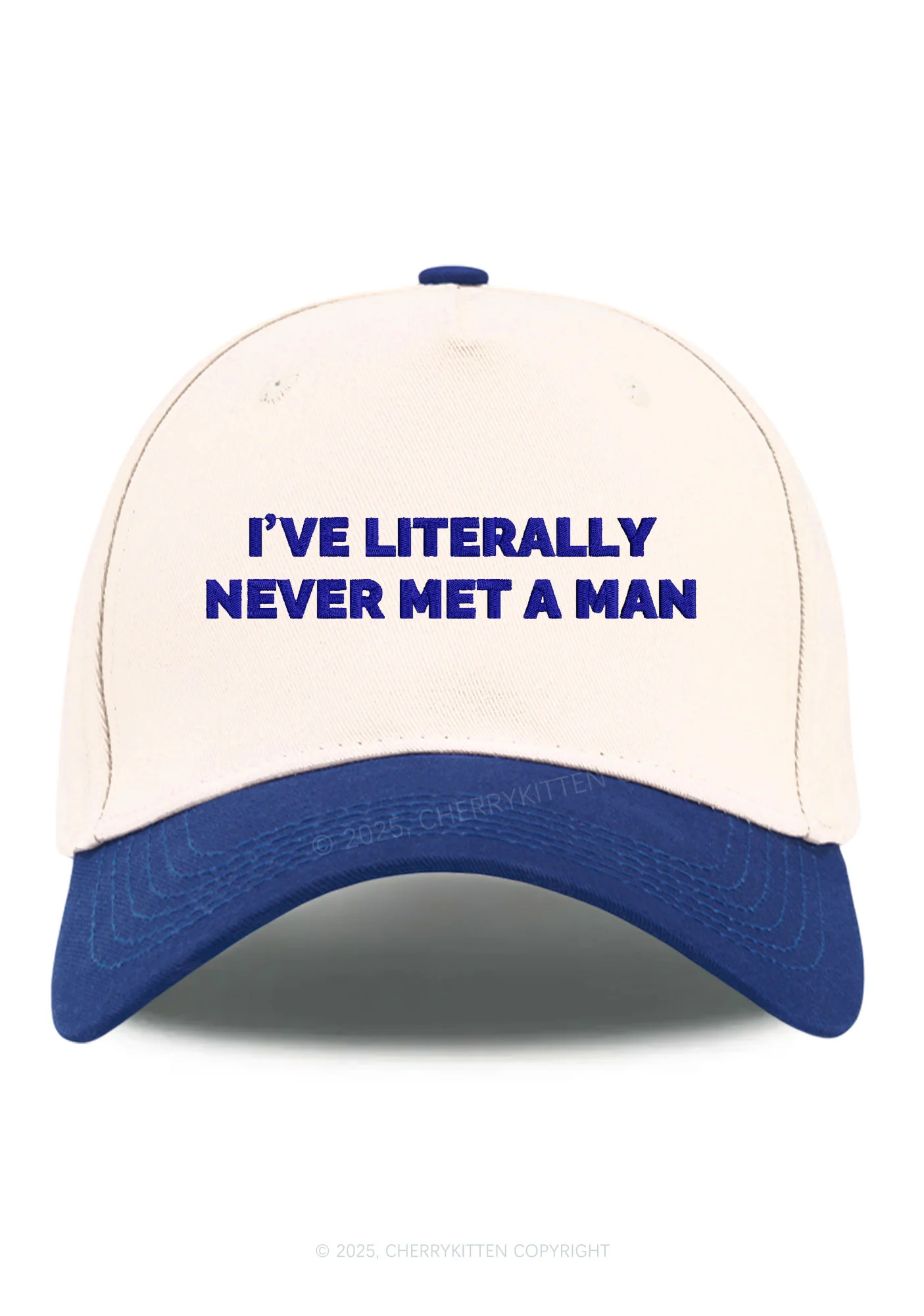 Embroidered Never Met A Man Pride Y2K Color Block Baseball Cap Cherrykitten - Image 9