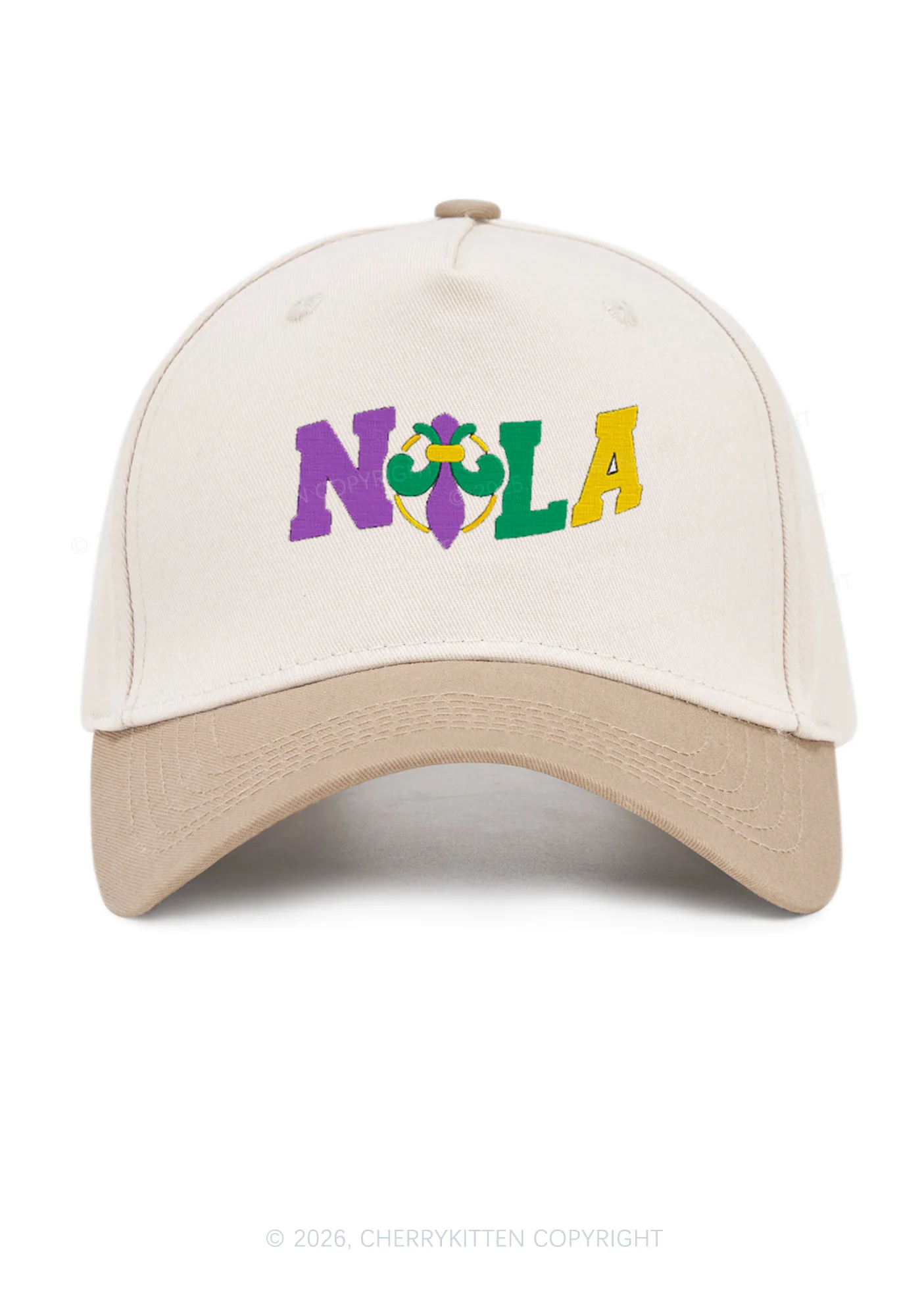 Embroidered Nola Fleur De Lis Y2K Color Block Baseball Cap Cherrykitten - Image 10