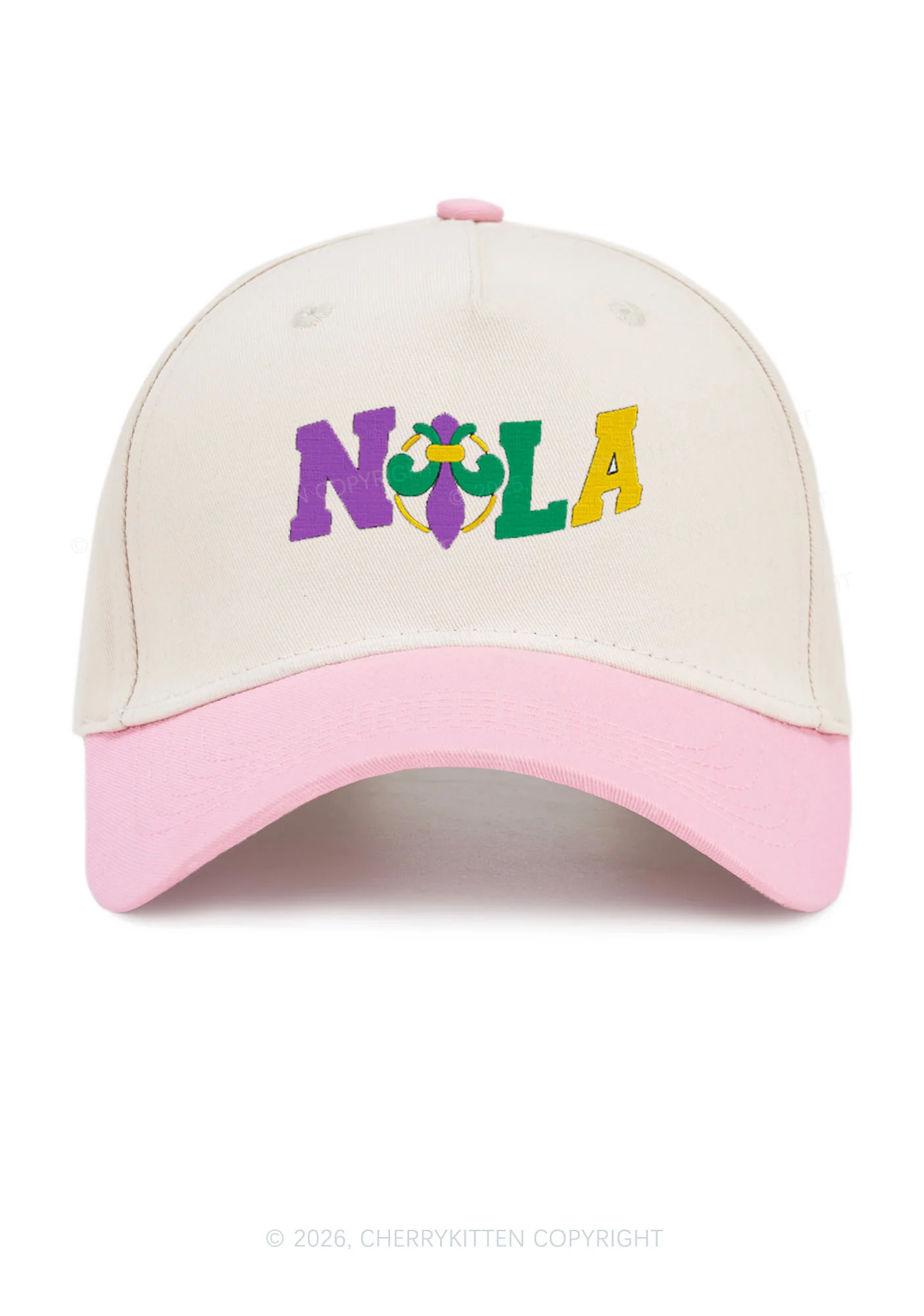 Embroidered Nola Fleur De Lis Y2K Color Block Baseball Cap Cherrykitten - Image 11