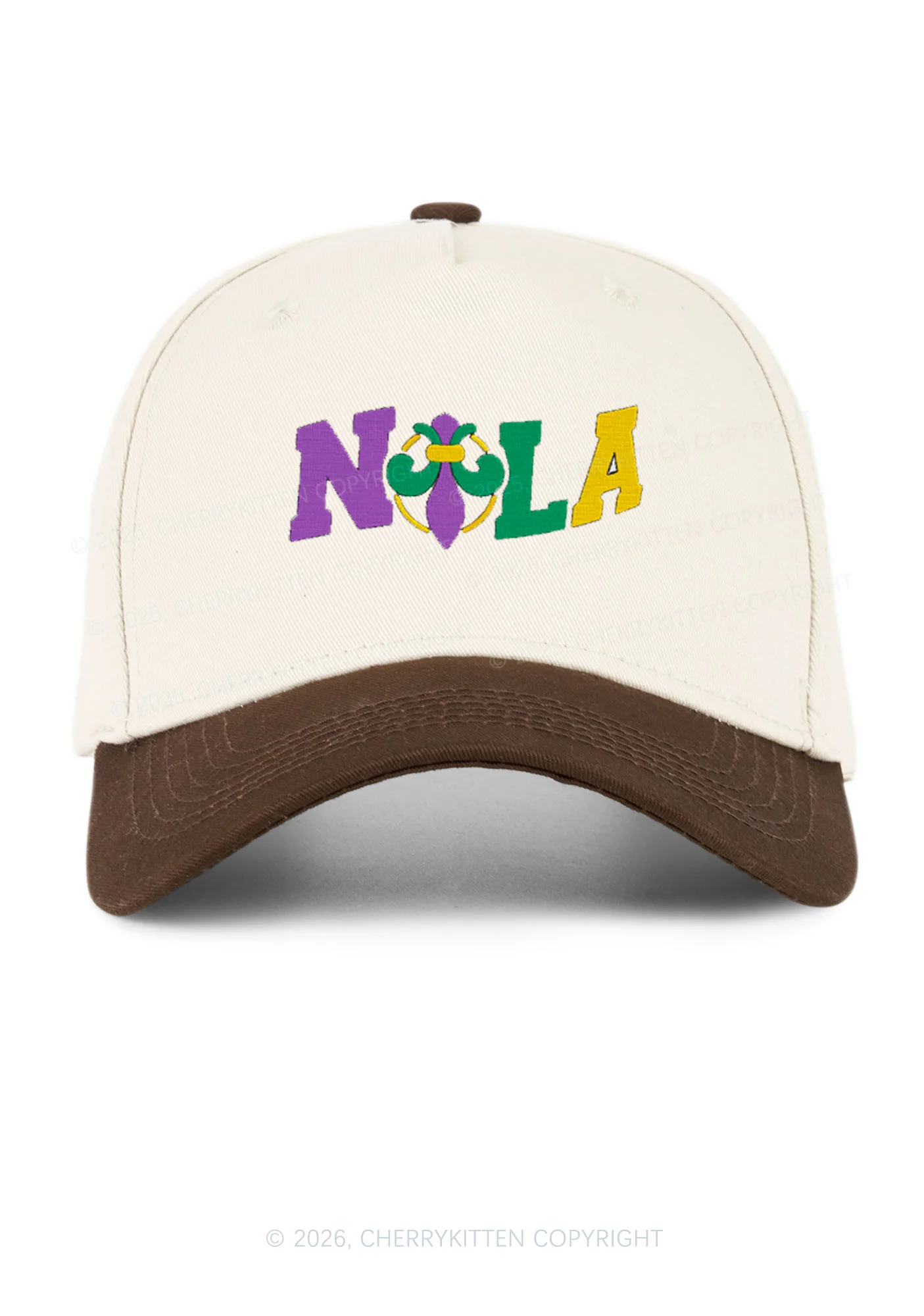 Embroidered Nola Fleur De Lis Y2K Color Block Baseball Cap Cherrykitten - Image 14