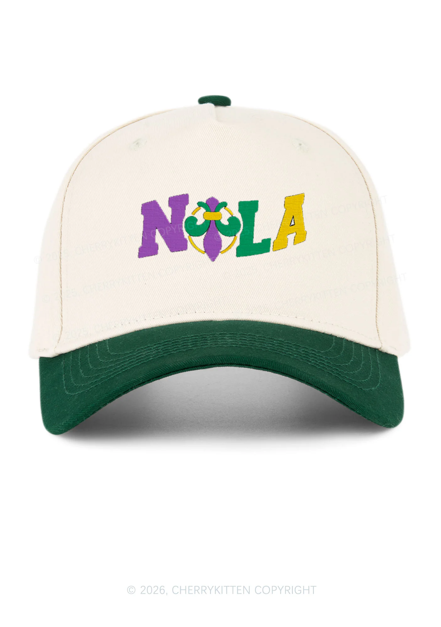 Embroidered Nola Fleur De Lis Y2K Color Block Baseball Cap Cherrykitten - Image 5
