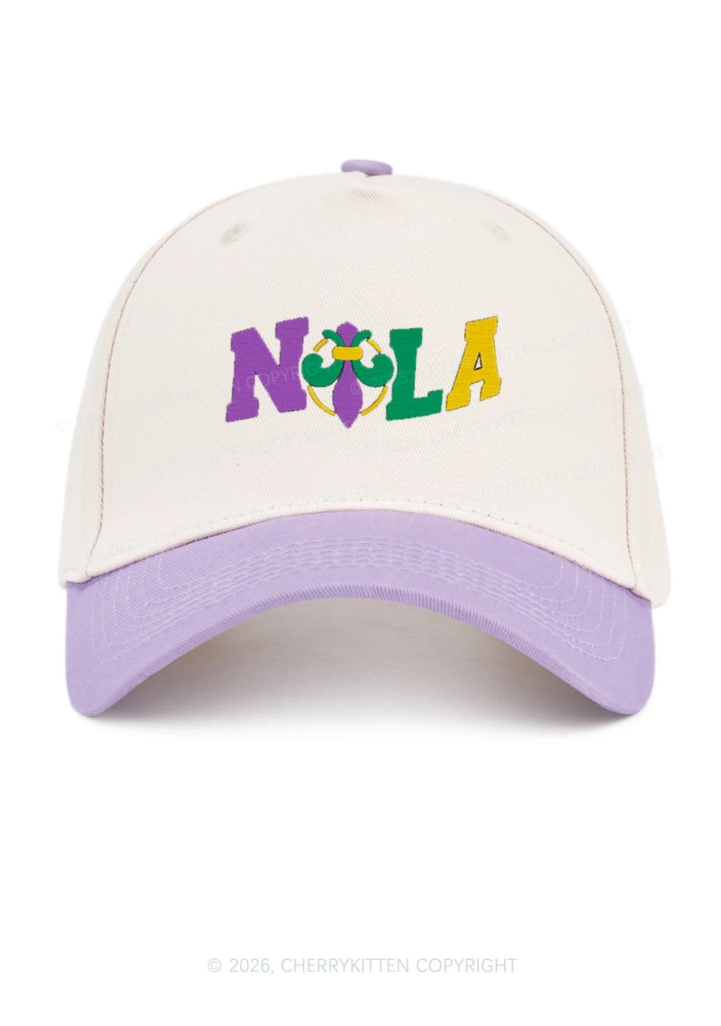 Embroidered Nola Fleur De Lis Y2K Color Block Baseball Cap Cherrykitten - Image 9
