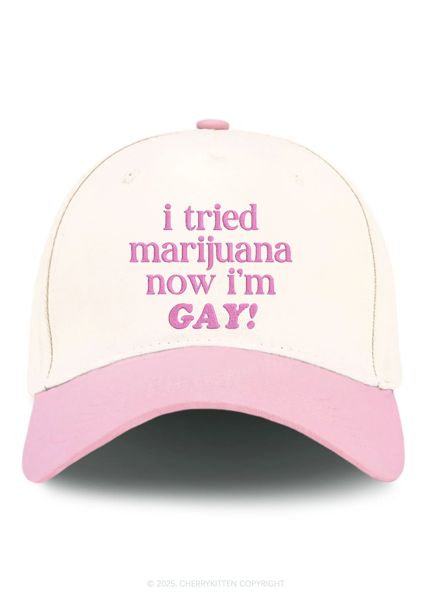 Embroidered Now Im Gay Pride Y2K Color Block Baseball Cap Cherrykitten - Image 3