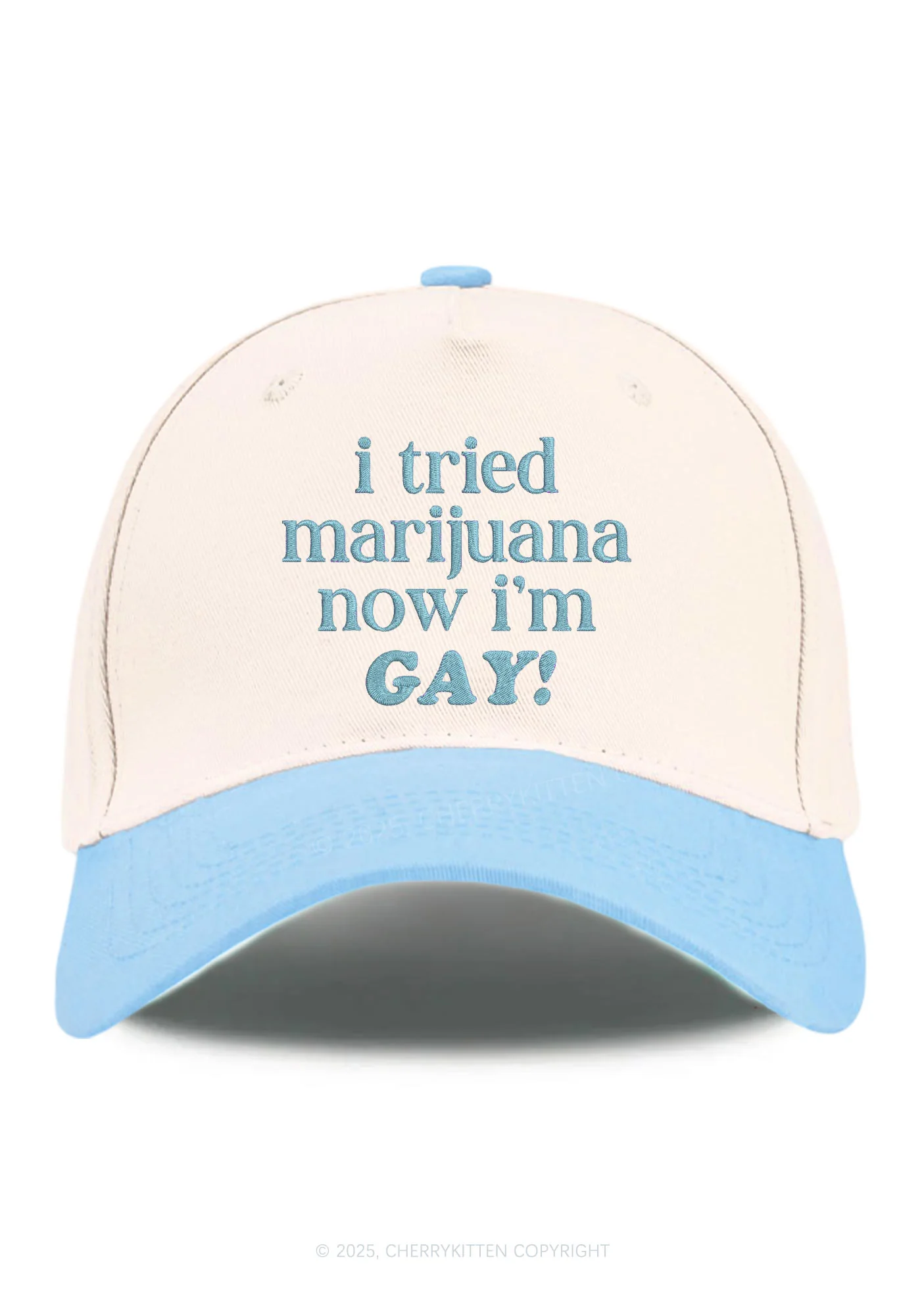 Embroidered Now Im Gay Pride Y2K Color Block Baseball Cap Cherrykitten - Image 5
