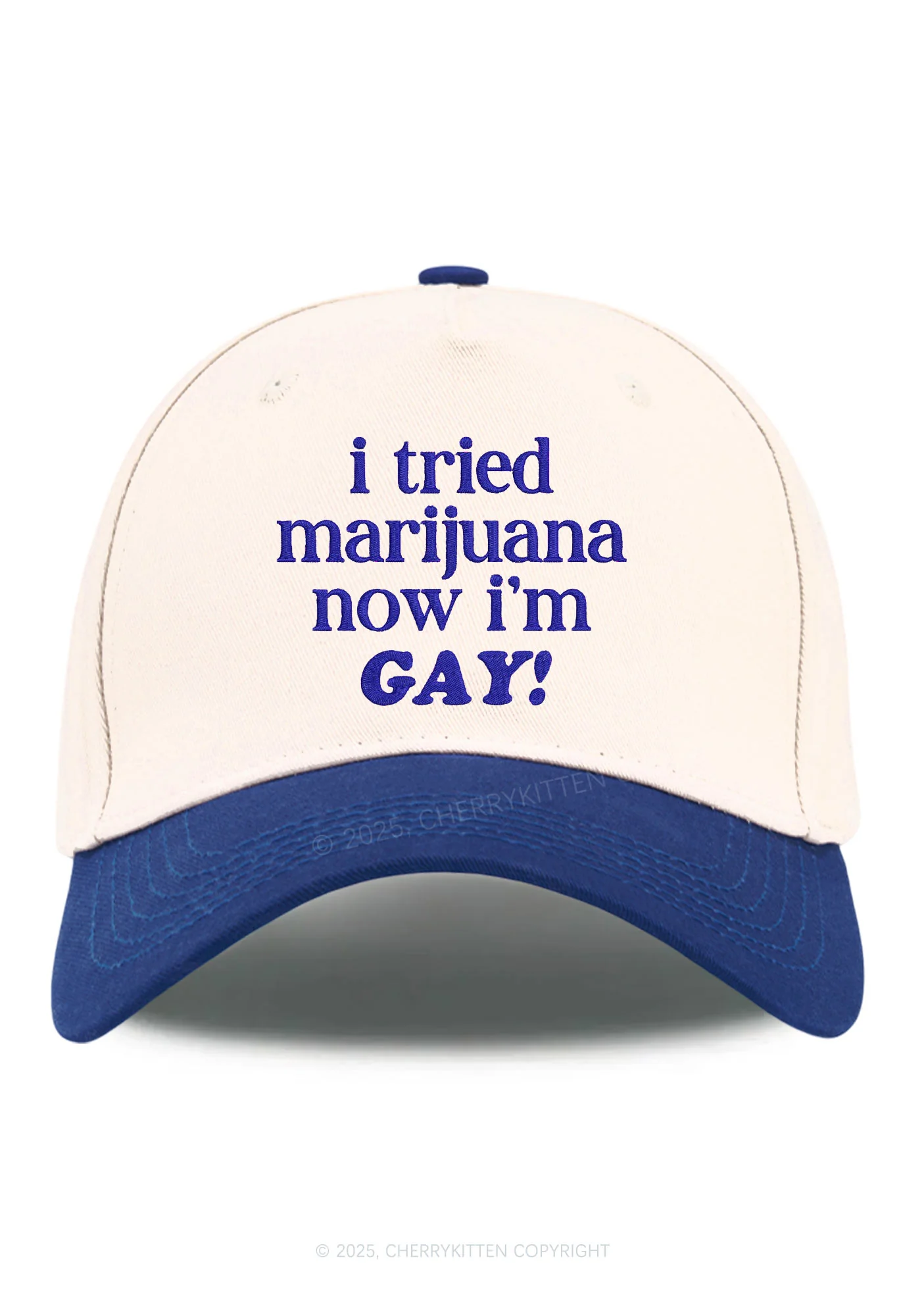 Embroidered Now Im Gay Pride Y2K Color Block Baseball Cap Cherrykitten - Image 8