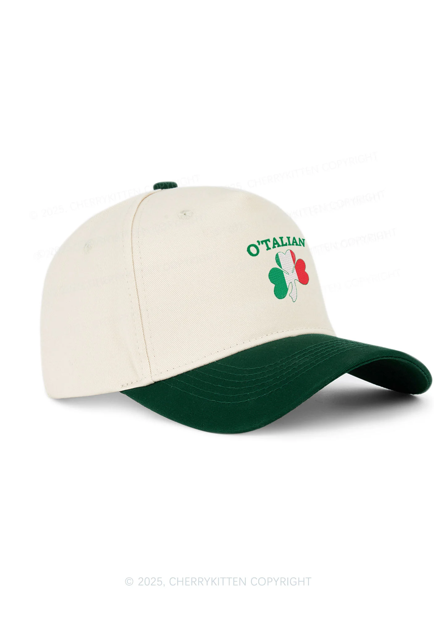 Embroidered OTalian Shamrock St Patricks Y2K Color Block Baseball Cap Cherrykitten - Image 2