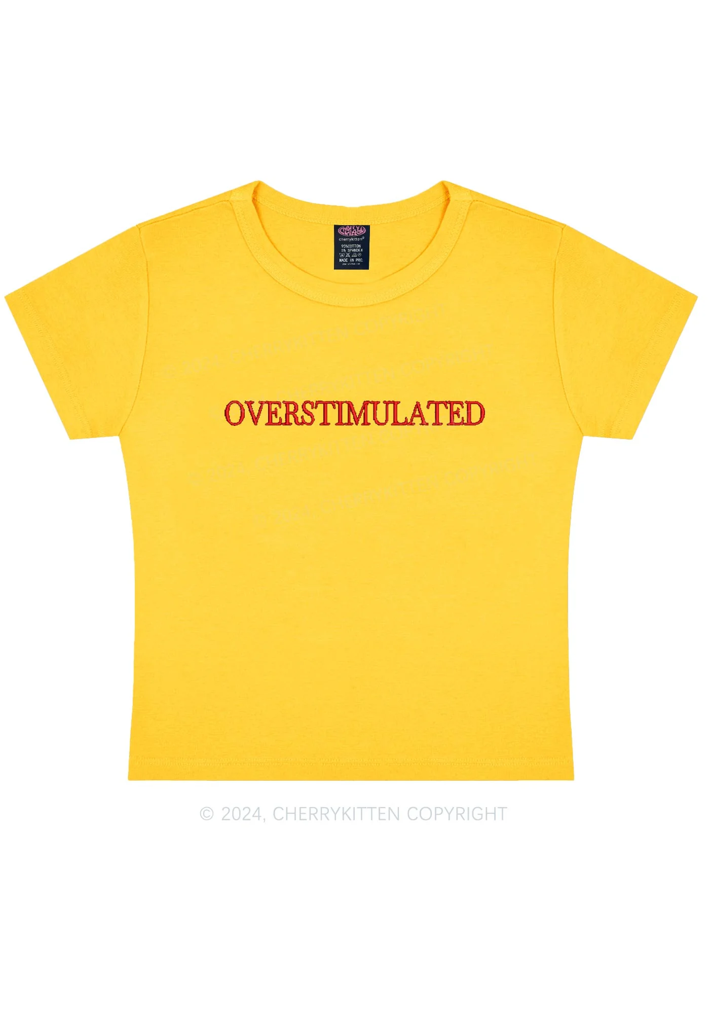Embroidered Overstimulated Y2K Baby Tee Cherrykitten - Image 5