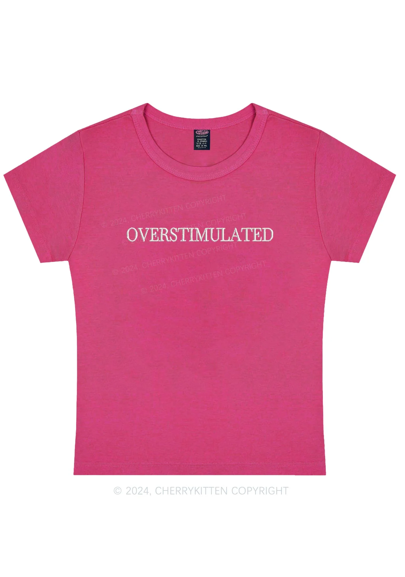 Embroidered Overstimulated Y2K Baby Tee Cherrykitten - Image 7