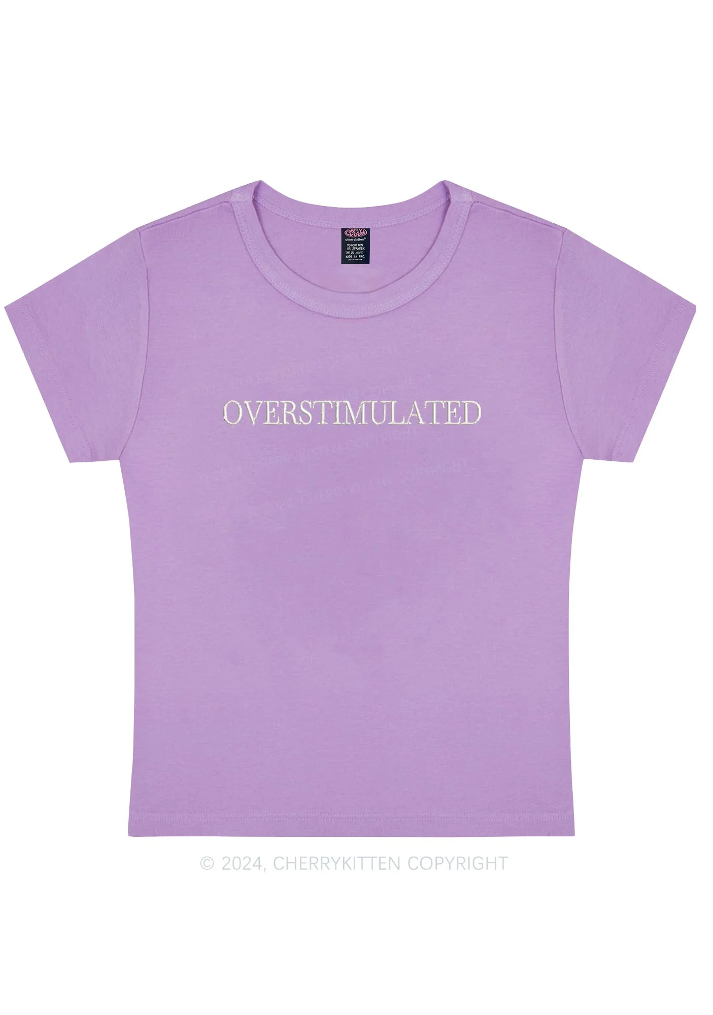 Embroidered Overstimulated Y2K Baby Tee Cherrykitten - Image 8